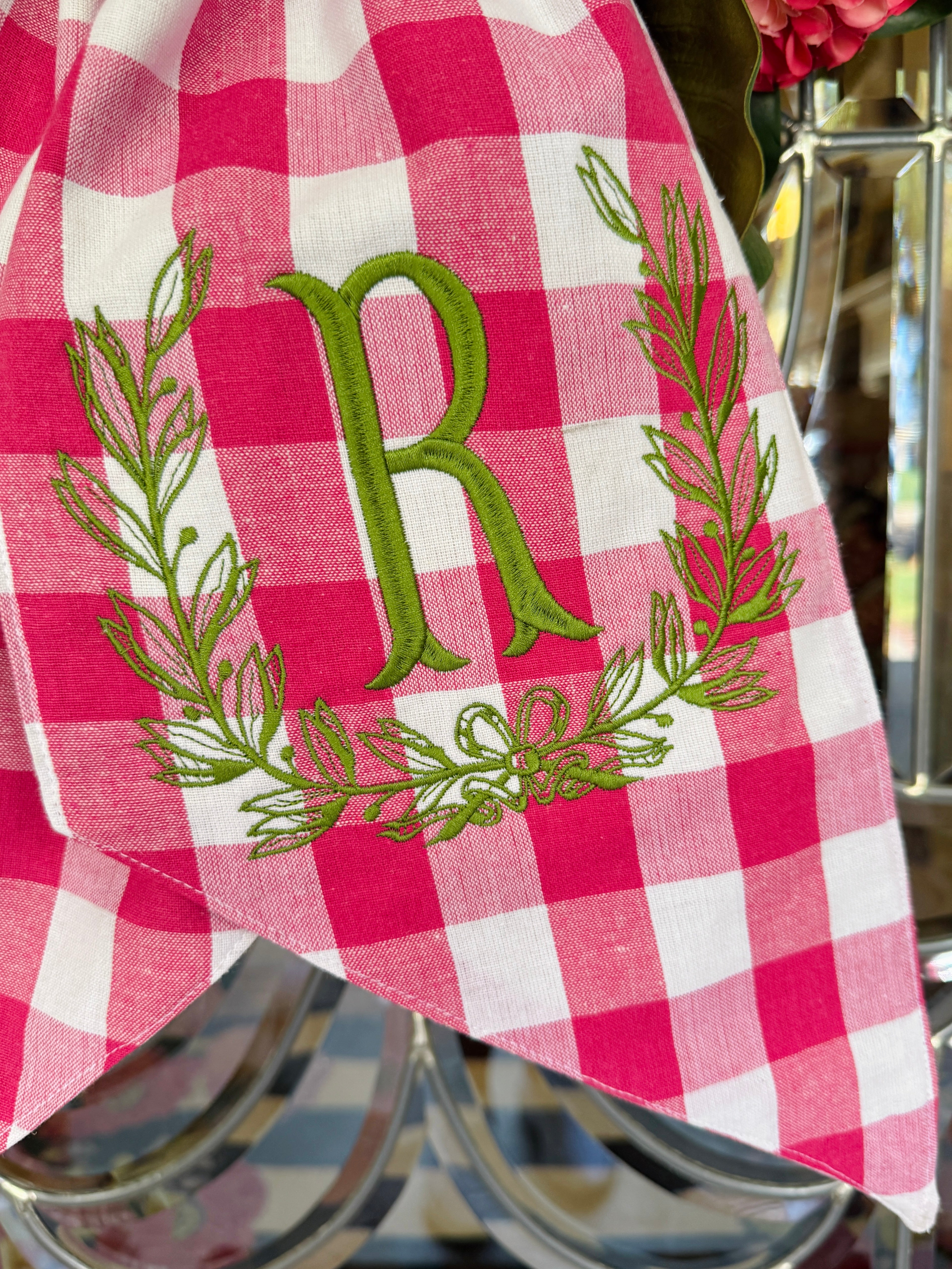 Hot pink buffalo check wreath sash