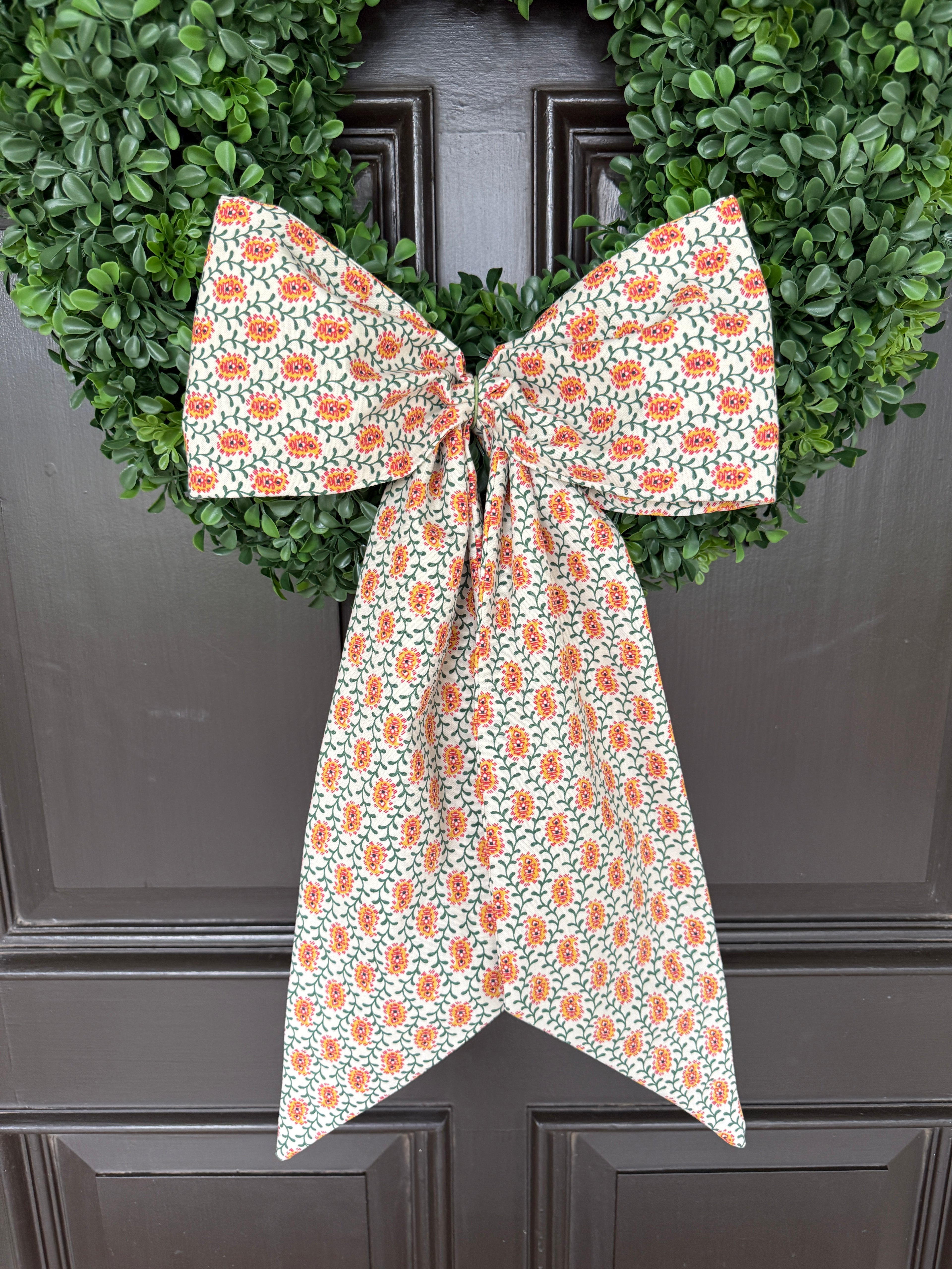 Yellow French paisley print signature wreath sash