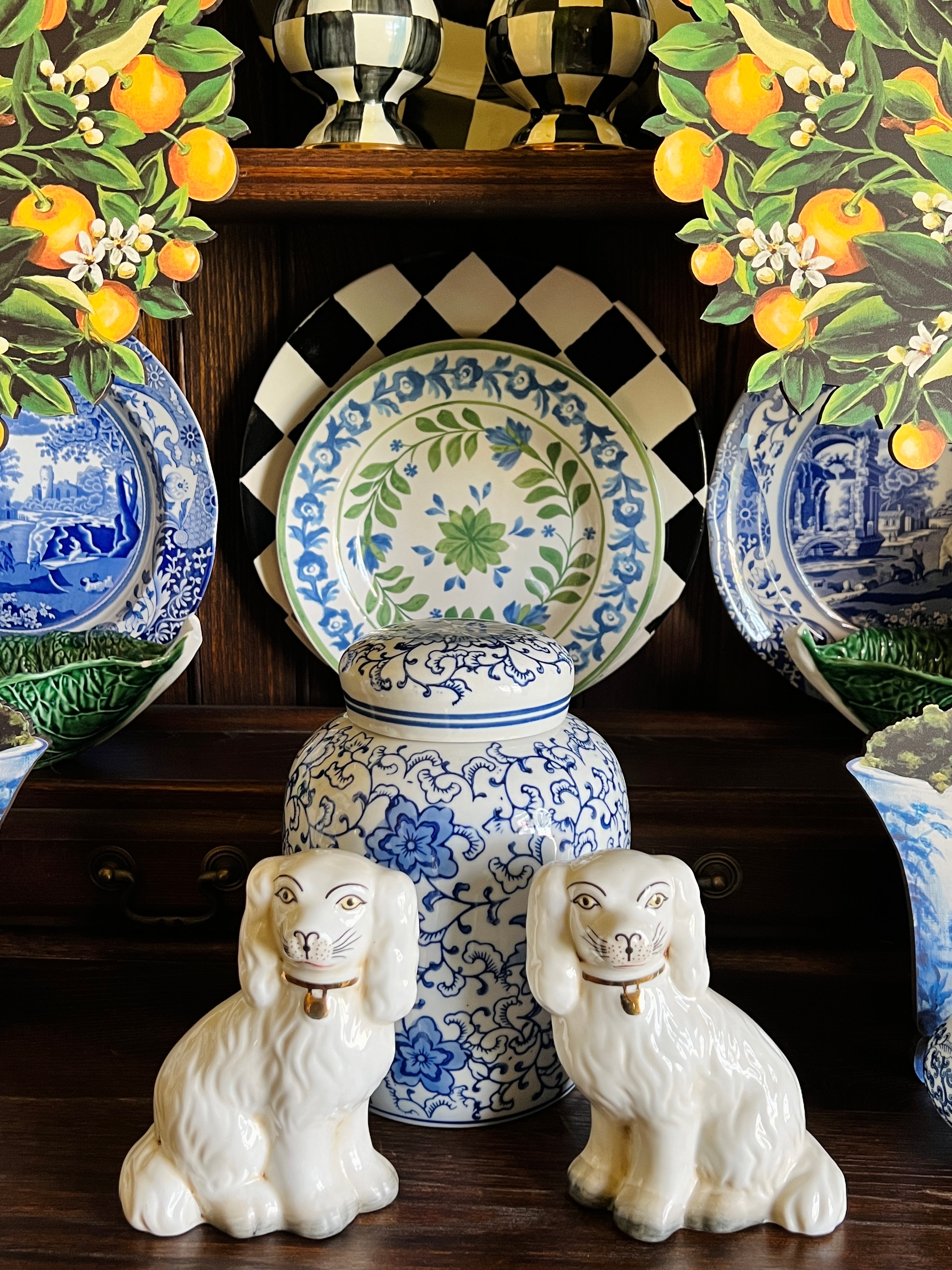 White and gold porcelainStaffordshire dog pair