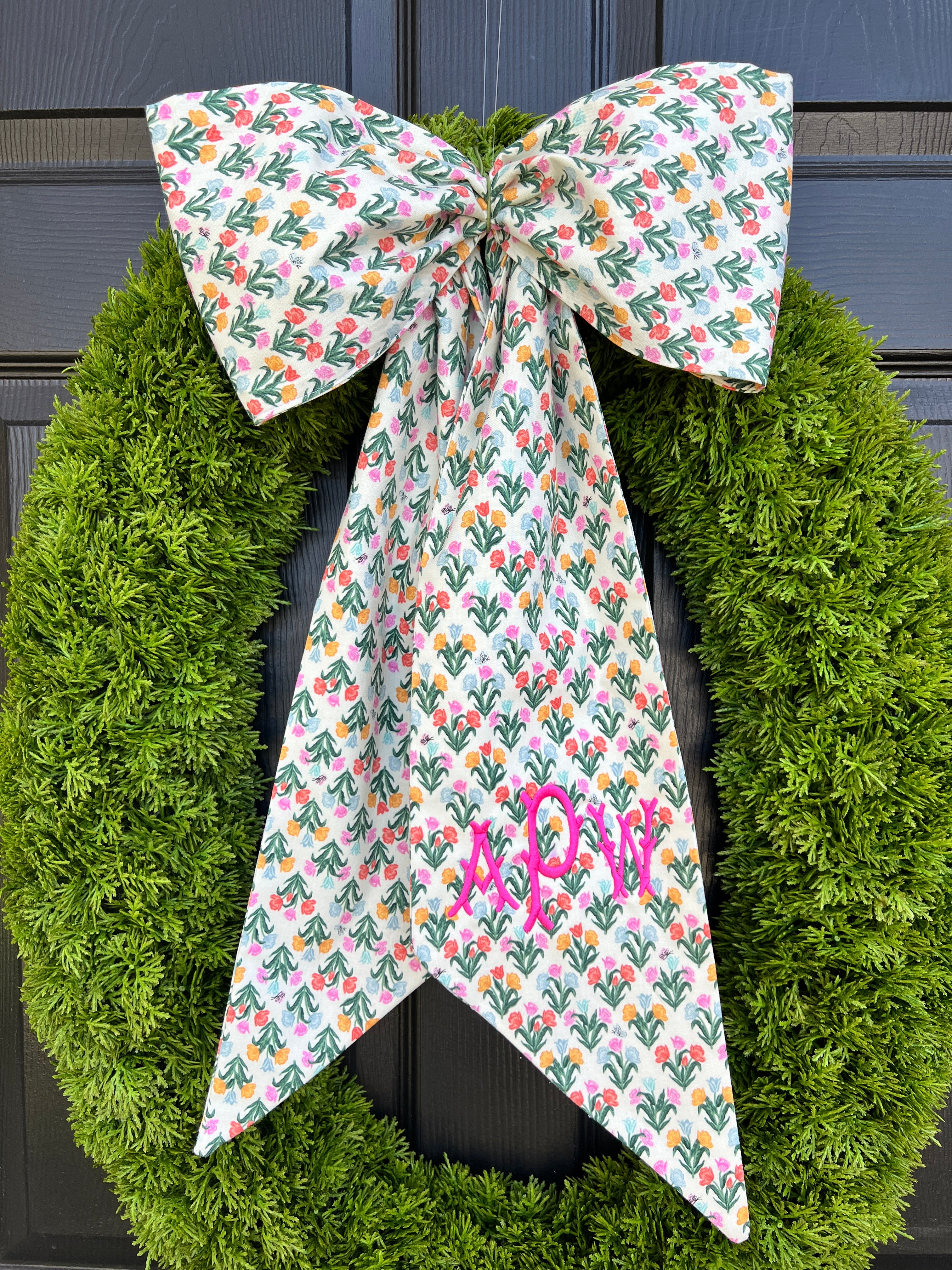 Tulip print signature wreath sash