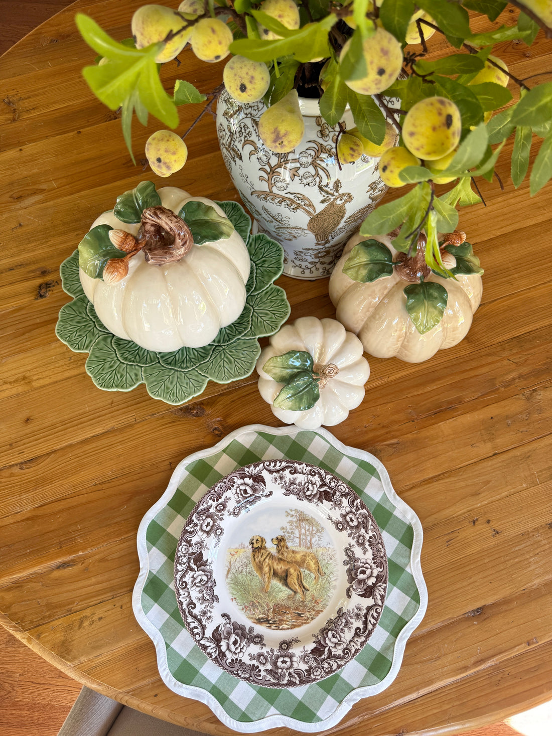Fern green check scalloped placemat set of 4