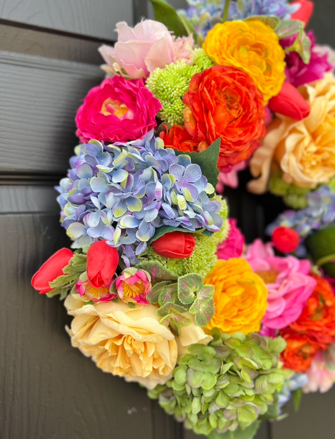 The Cady bright multicolored floral wreath