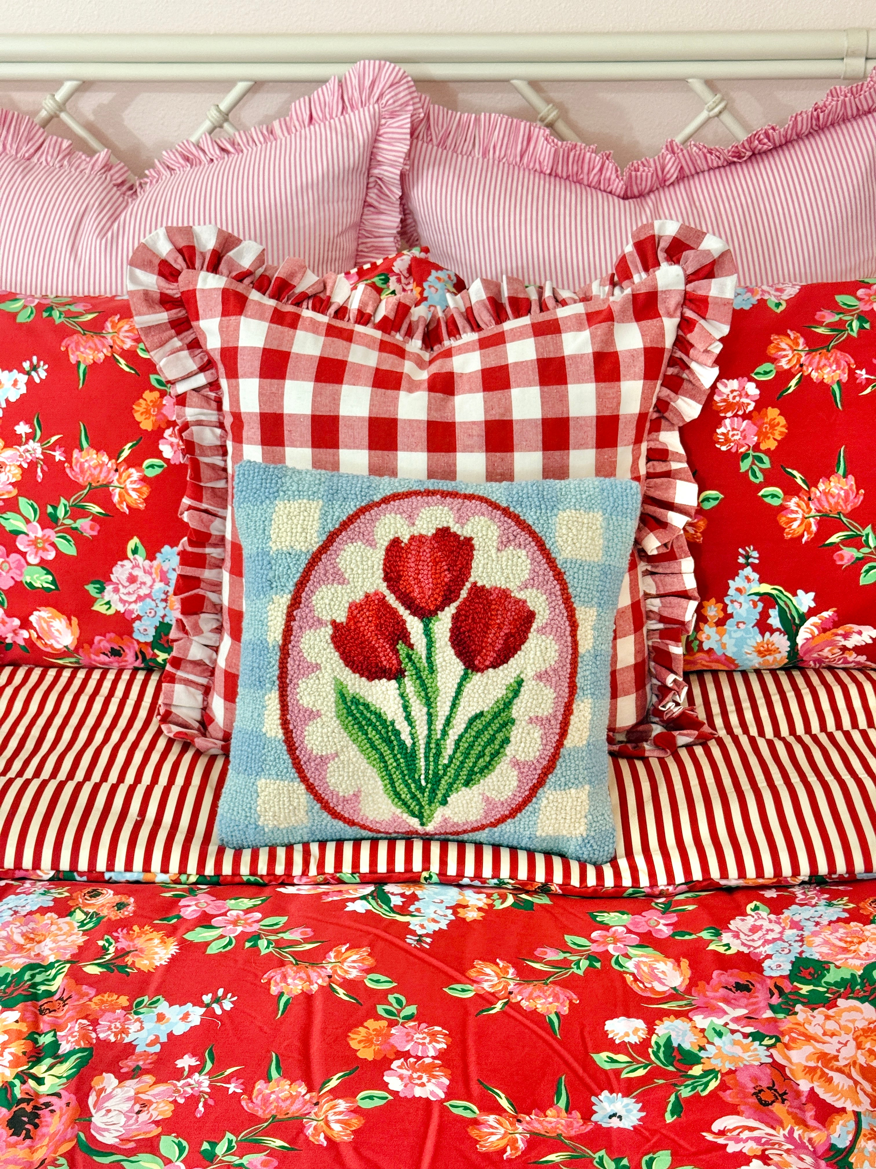 Red floral bedding collection