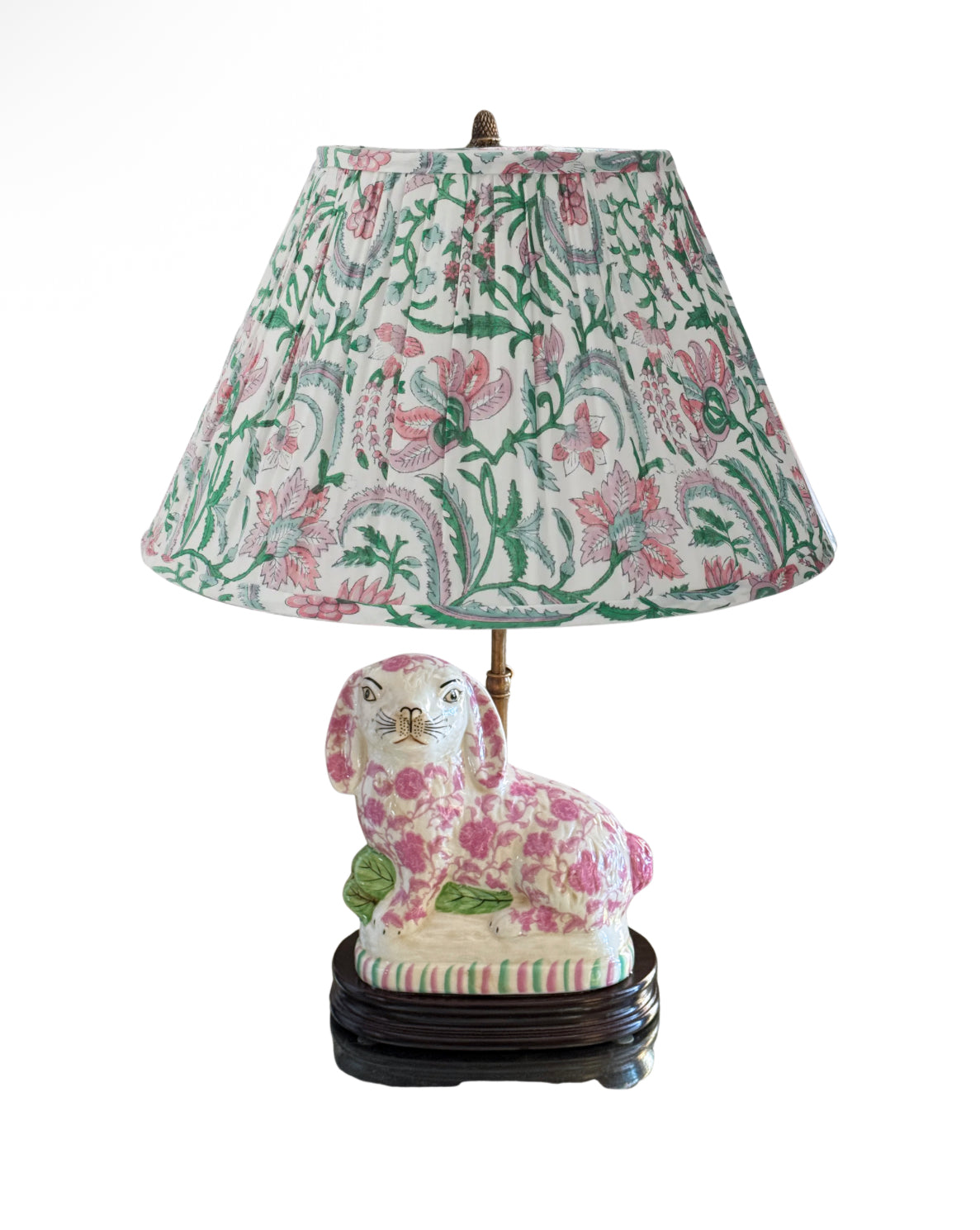 Staffordshire bunny lamp pink