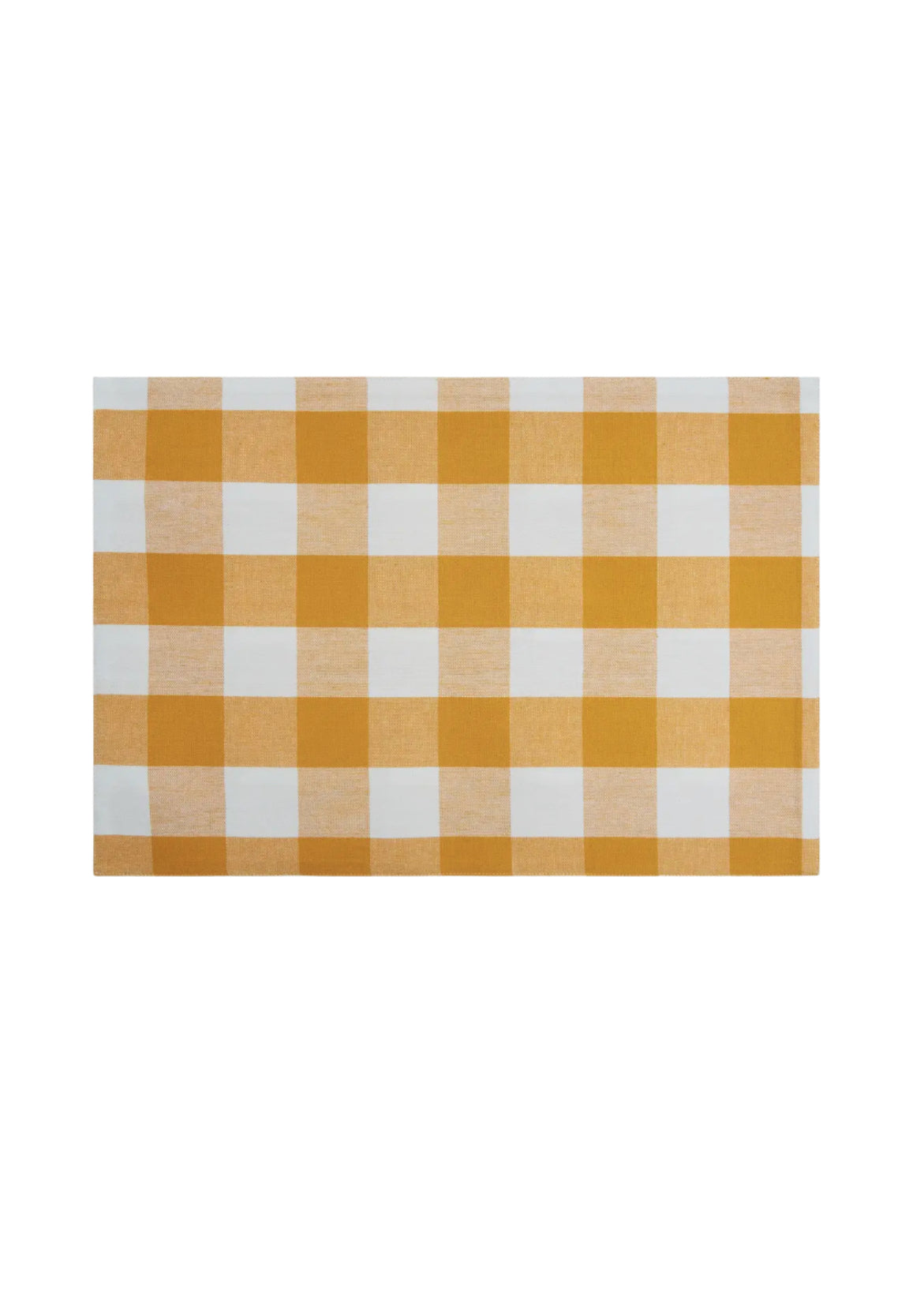 Golden yellow gingham table linens, set of 4 placemats or table runner