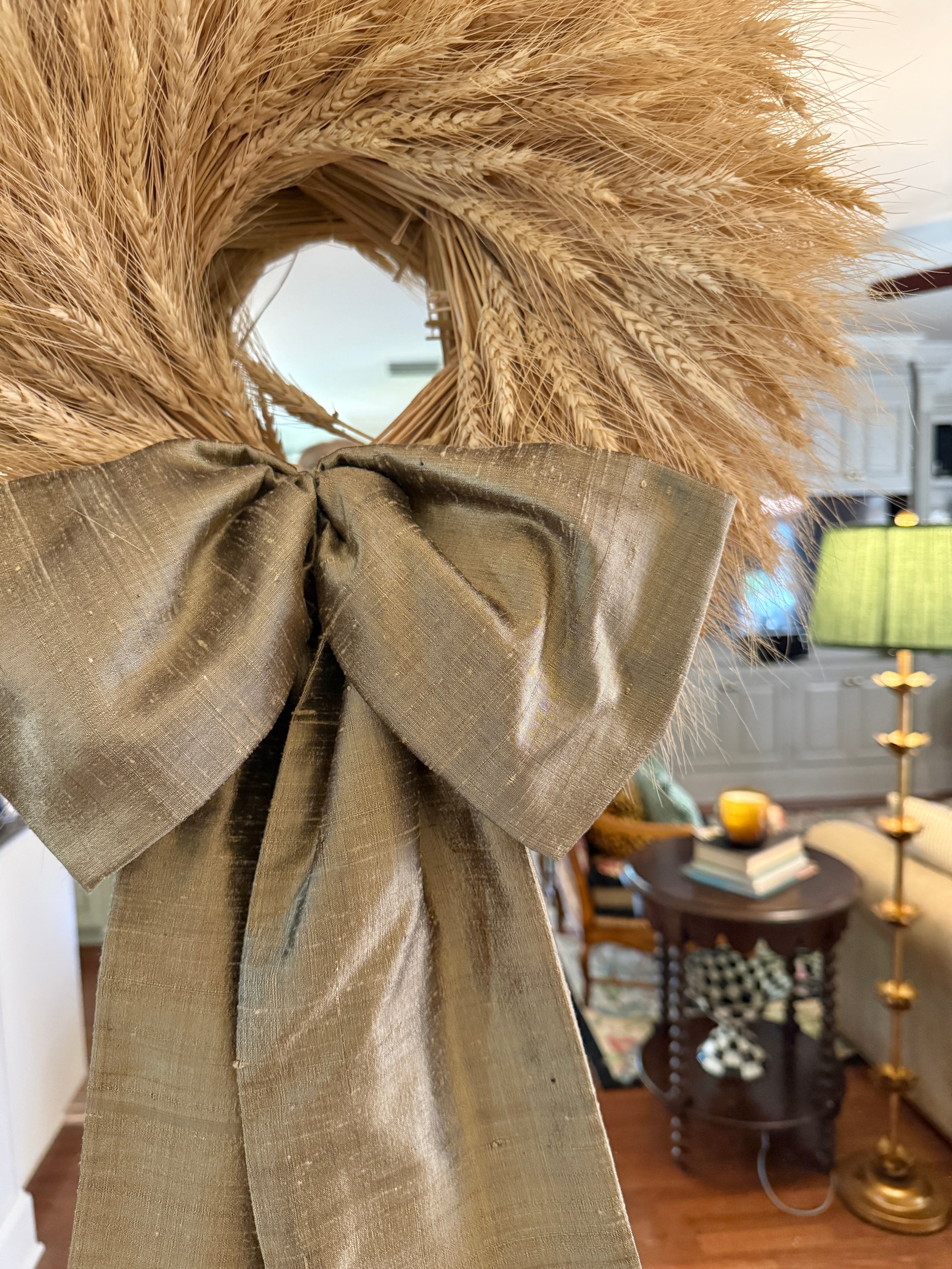 Luxe Driftwood tan 100 percent silk wreath sash