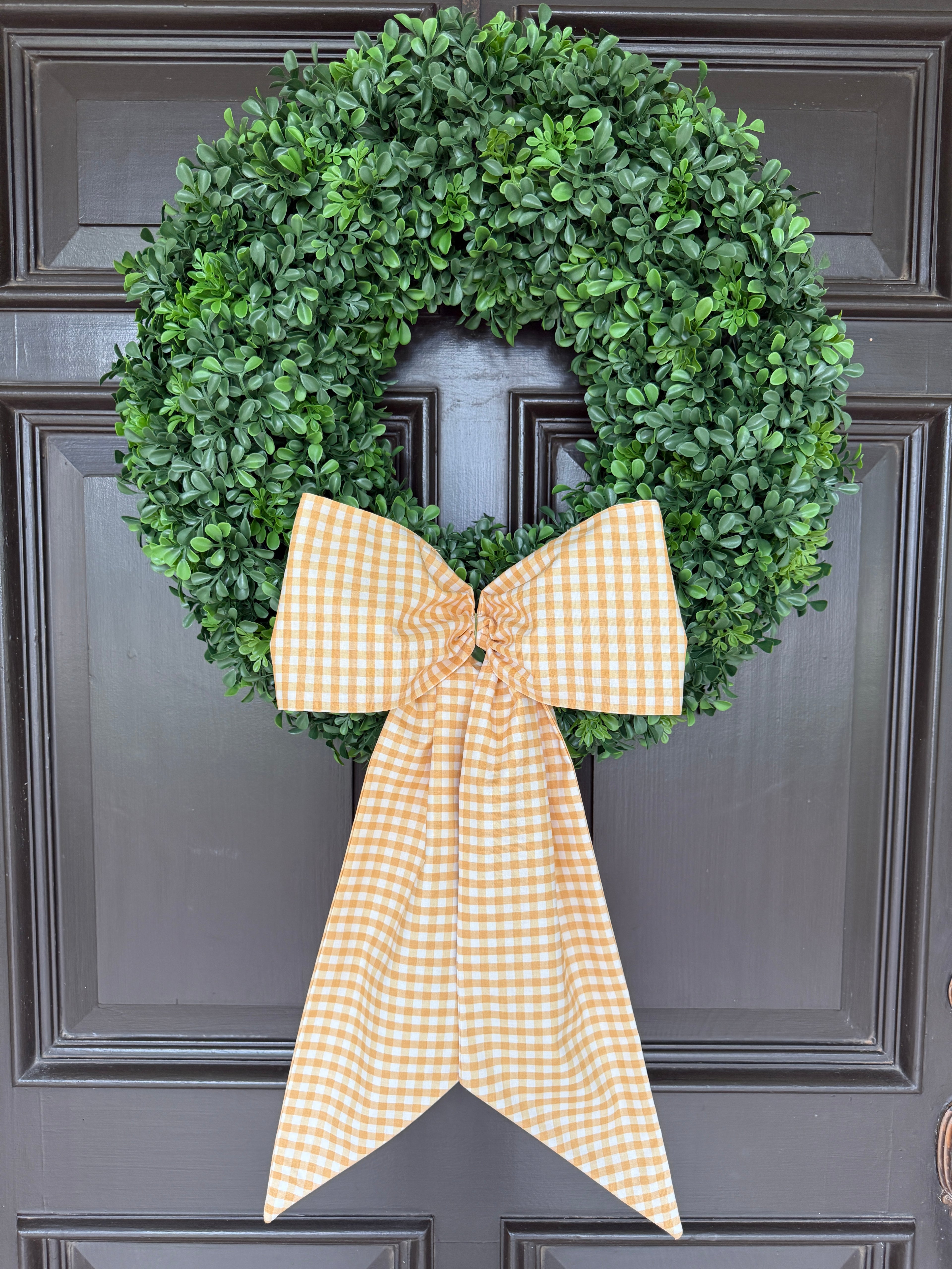 Honey yellow gingham wreath sash