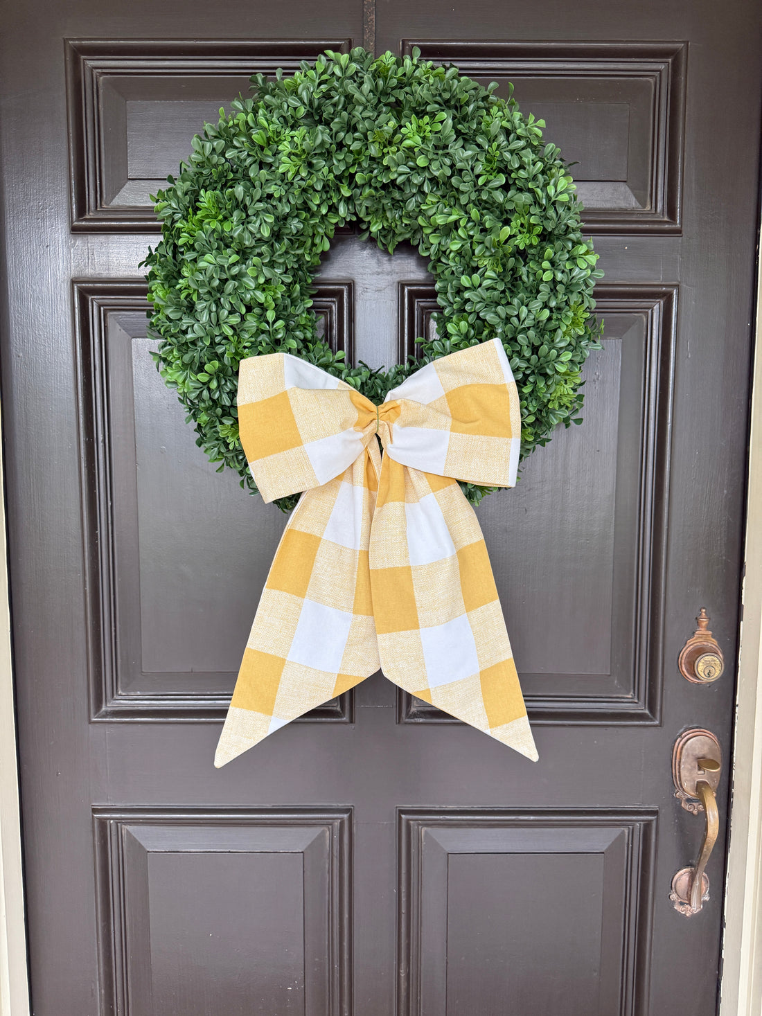 Mustard yellow buffalo check wreath sash