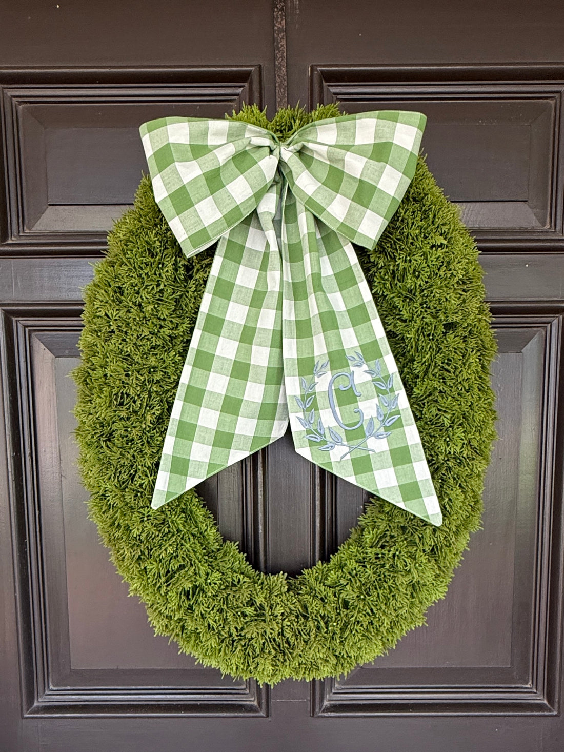 Fern green check wreath sash