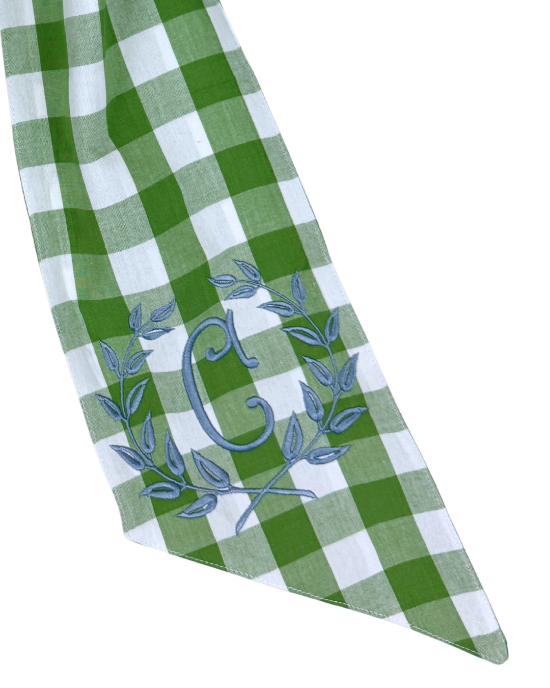 Fern green check wreath sash