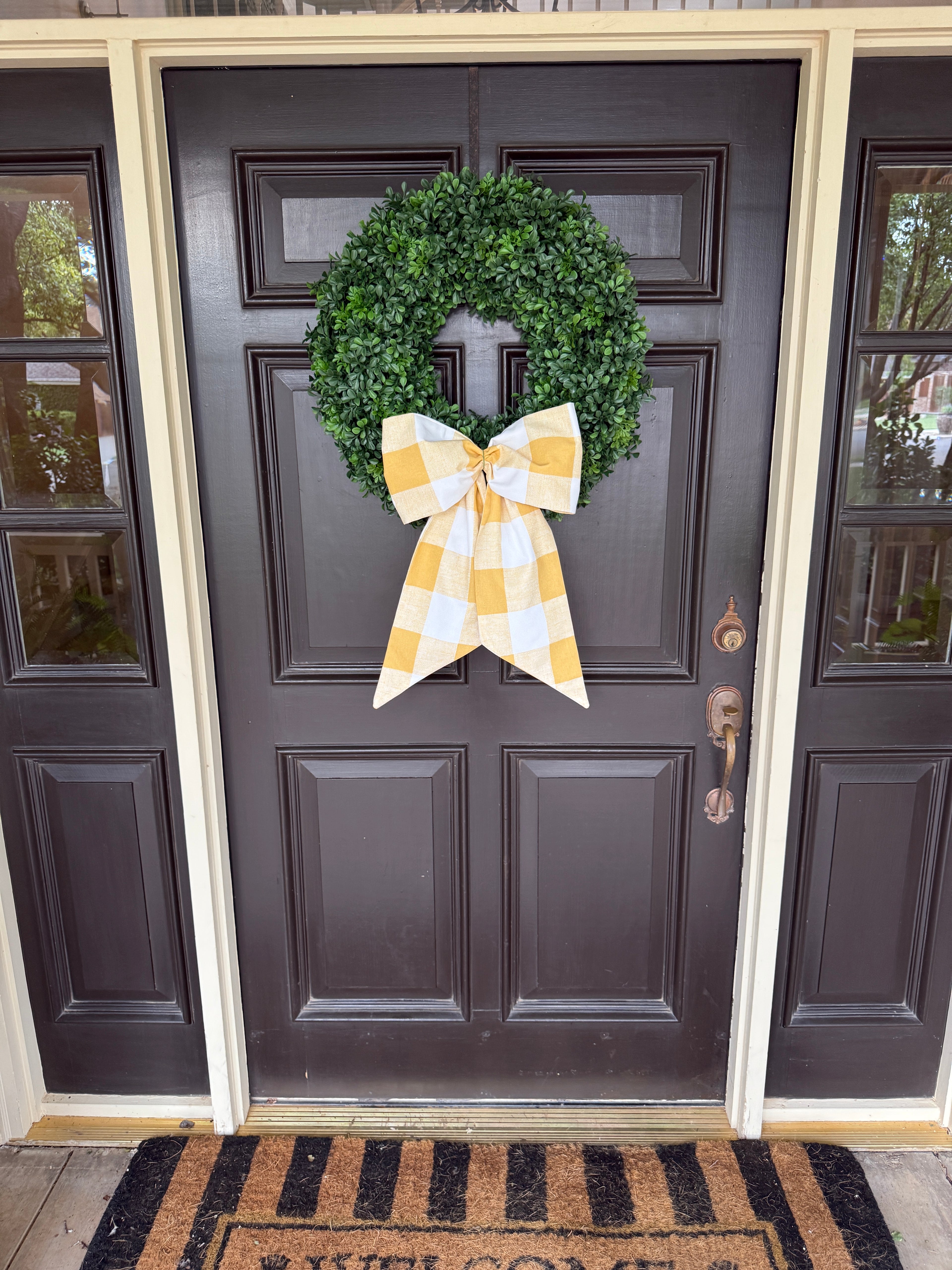 Mustard yellow buffalo check wreath sash