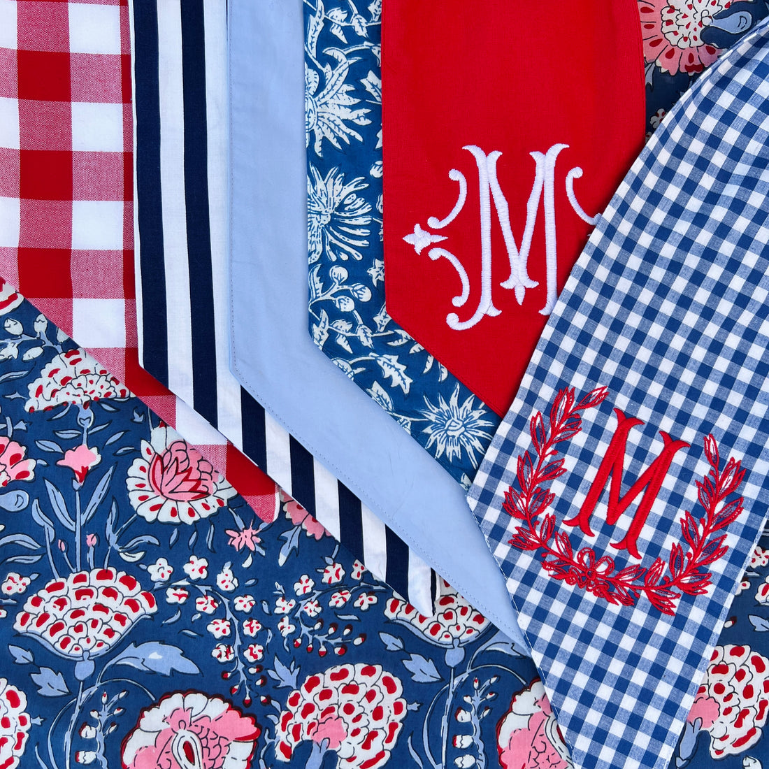 Royal blue and white gingham wreath bow sash custom monogram available