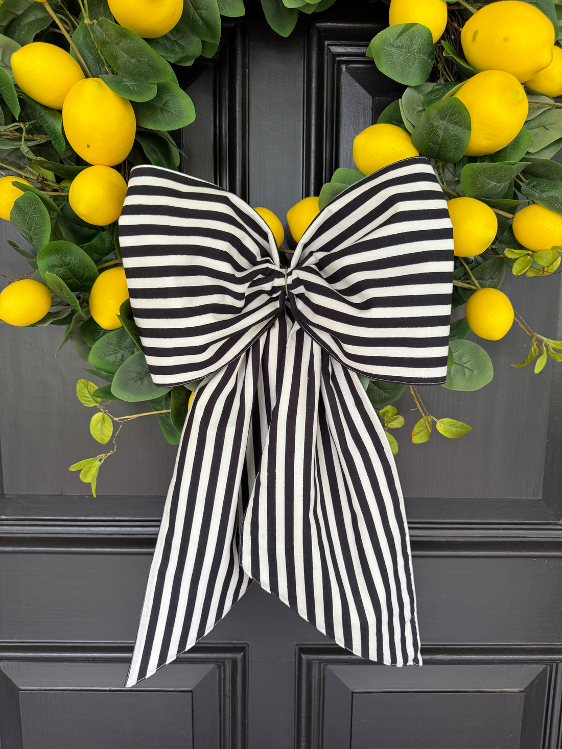 Black and white stripe signature wreath sash monogram available