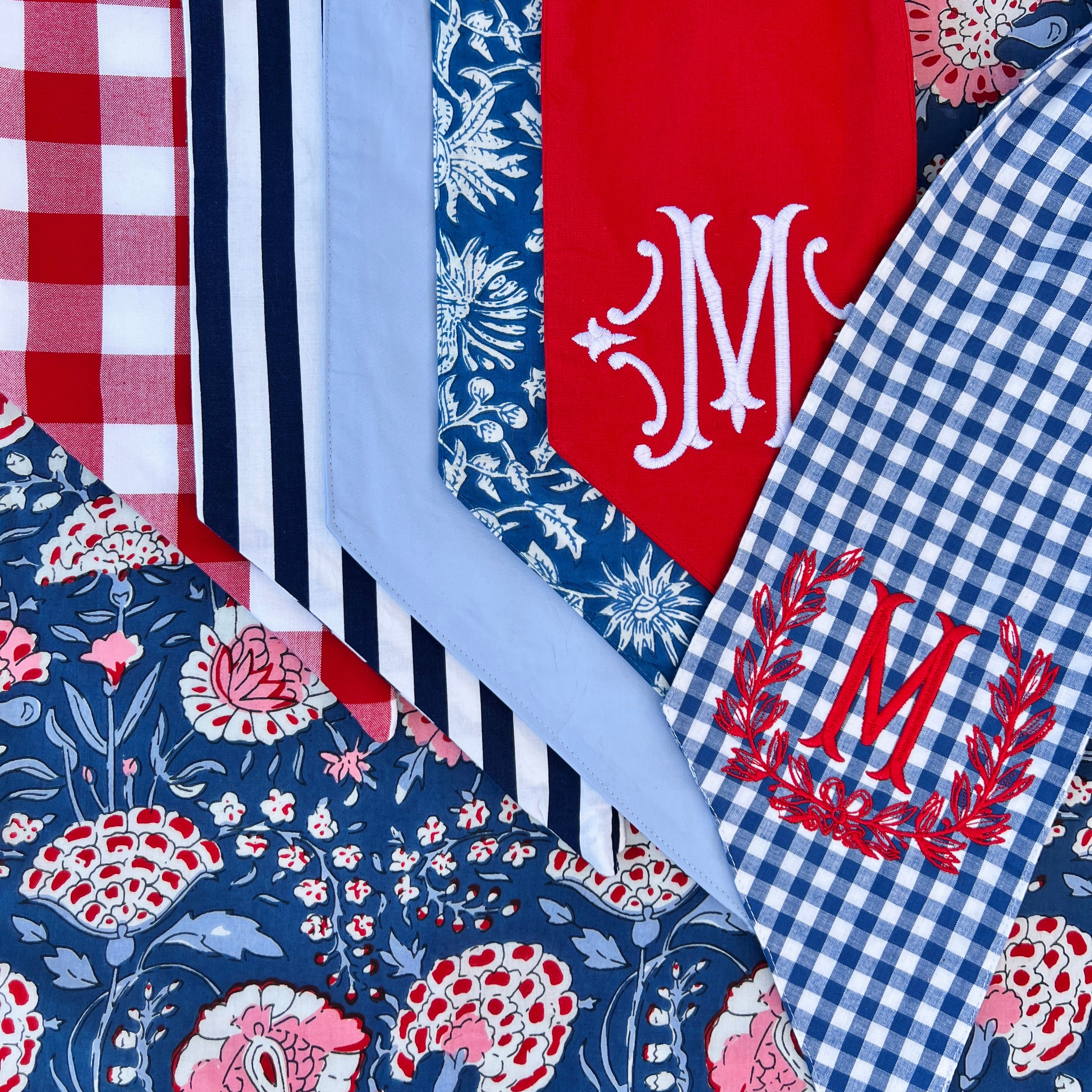 Classic red cotton wreath sash, two sizes, monogram available