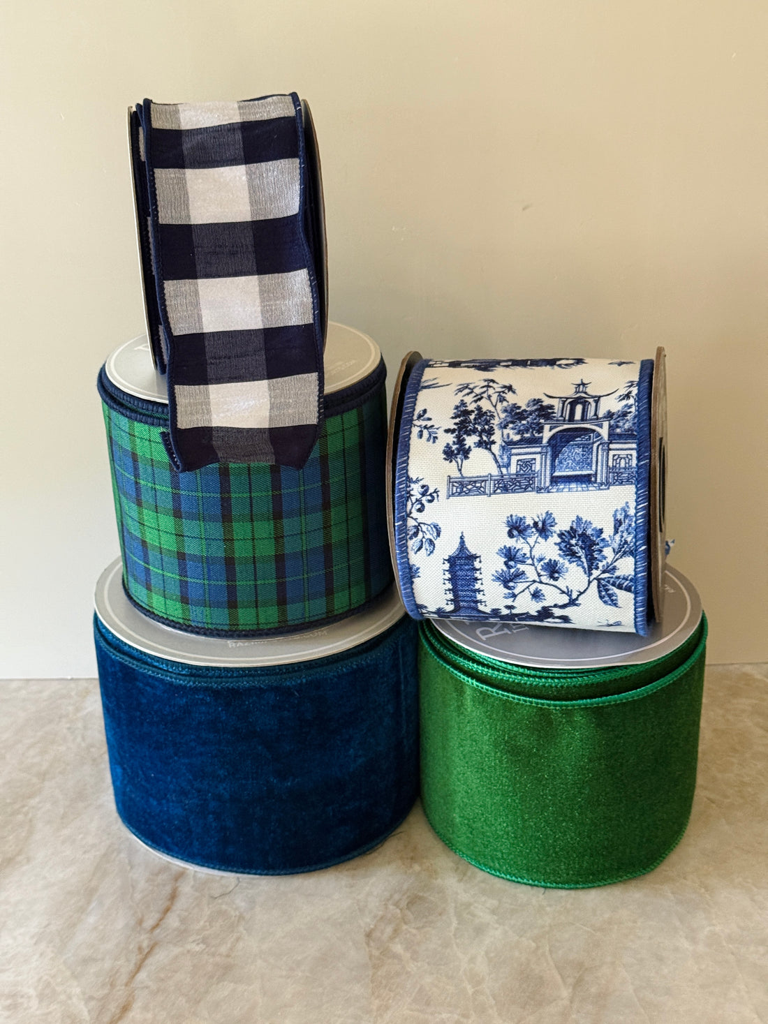 Blue velvet luxury wired ribbon