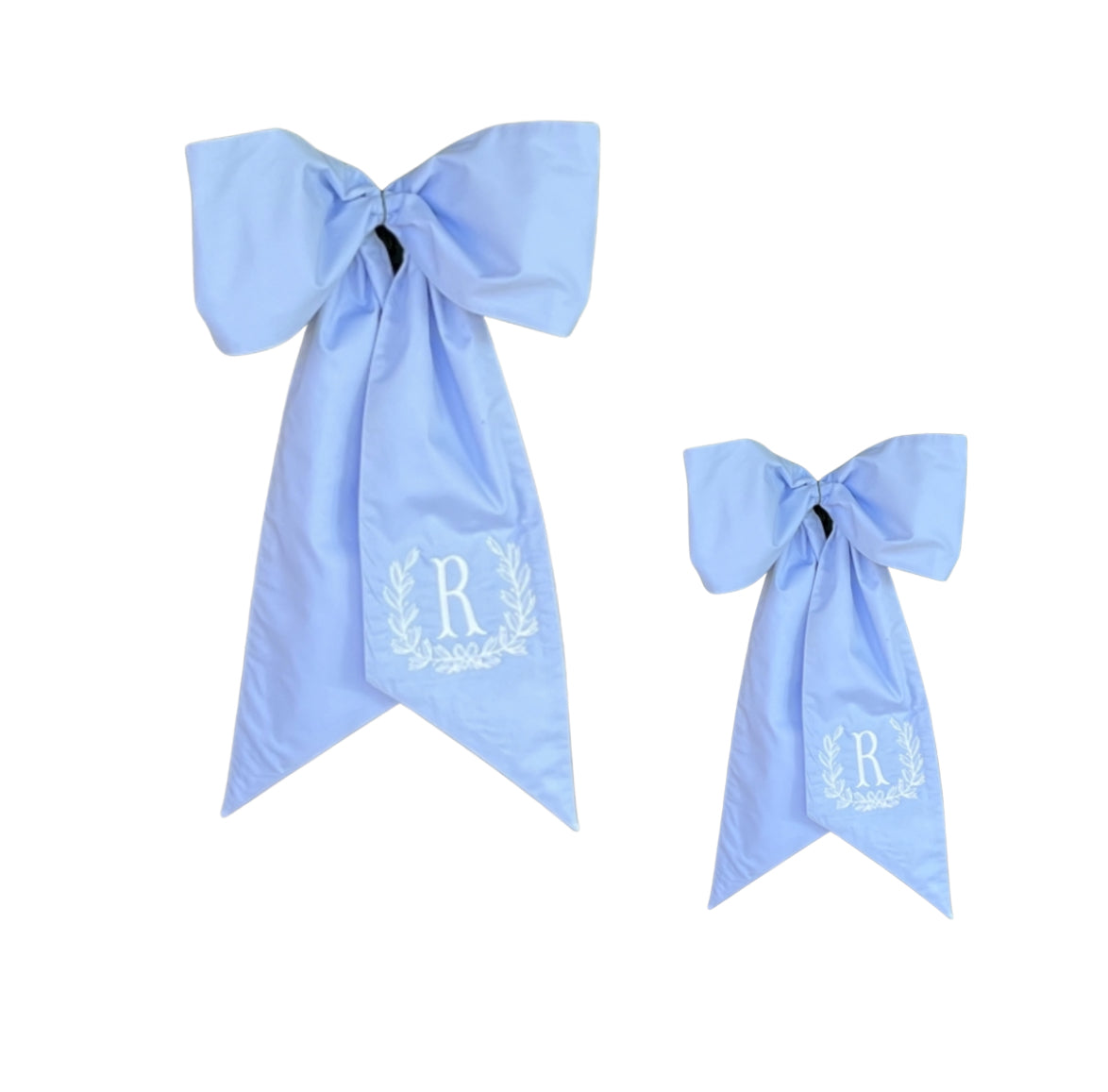 Light blue cotton wreath sash, two sizes, monogram available