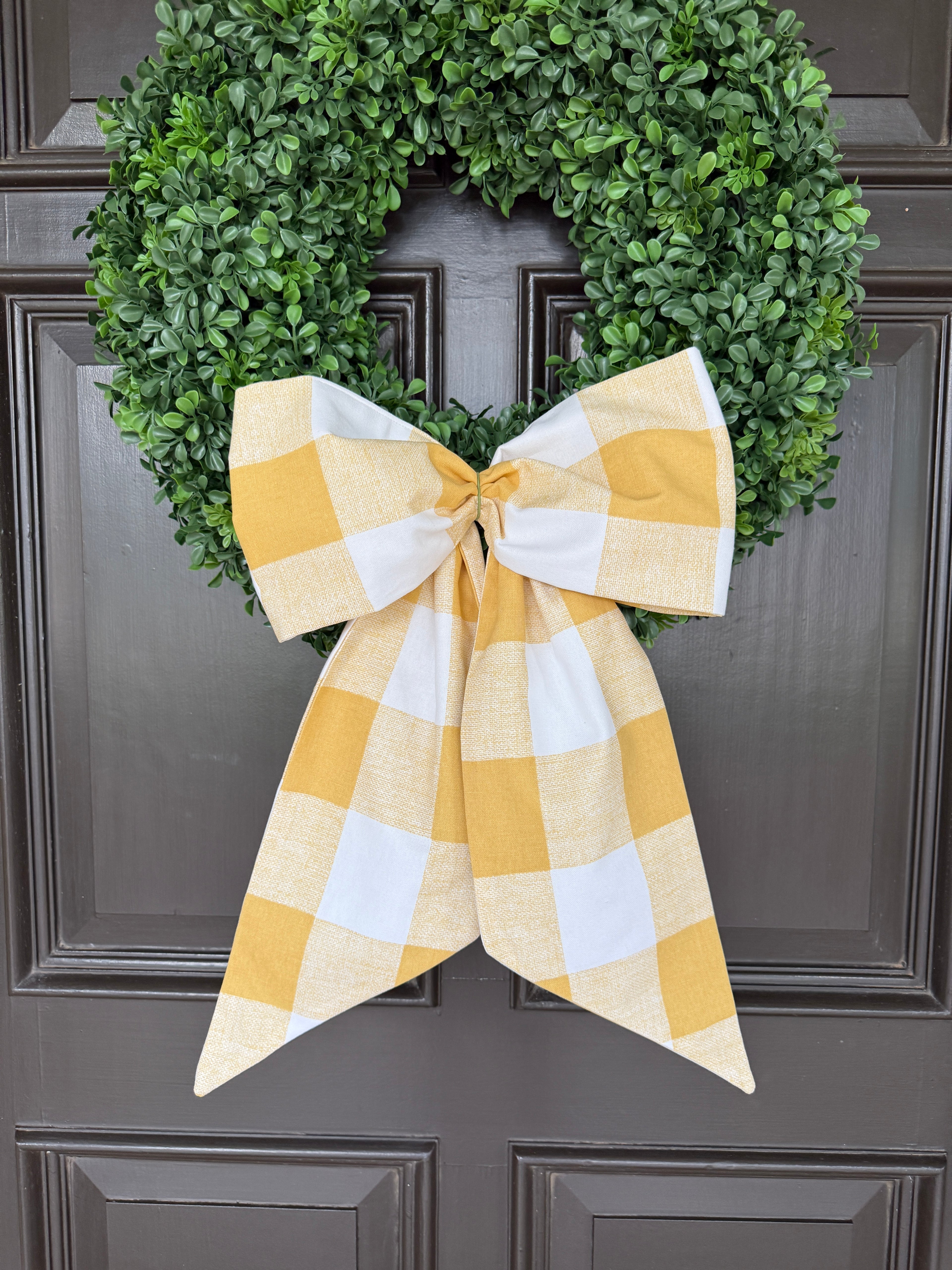 Mustard yellow buffalo check wreath sash