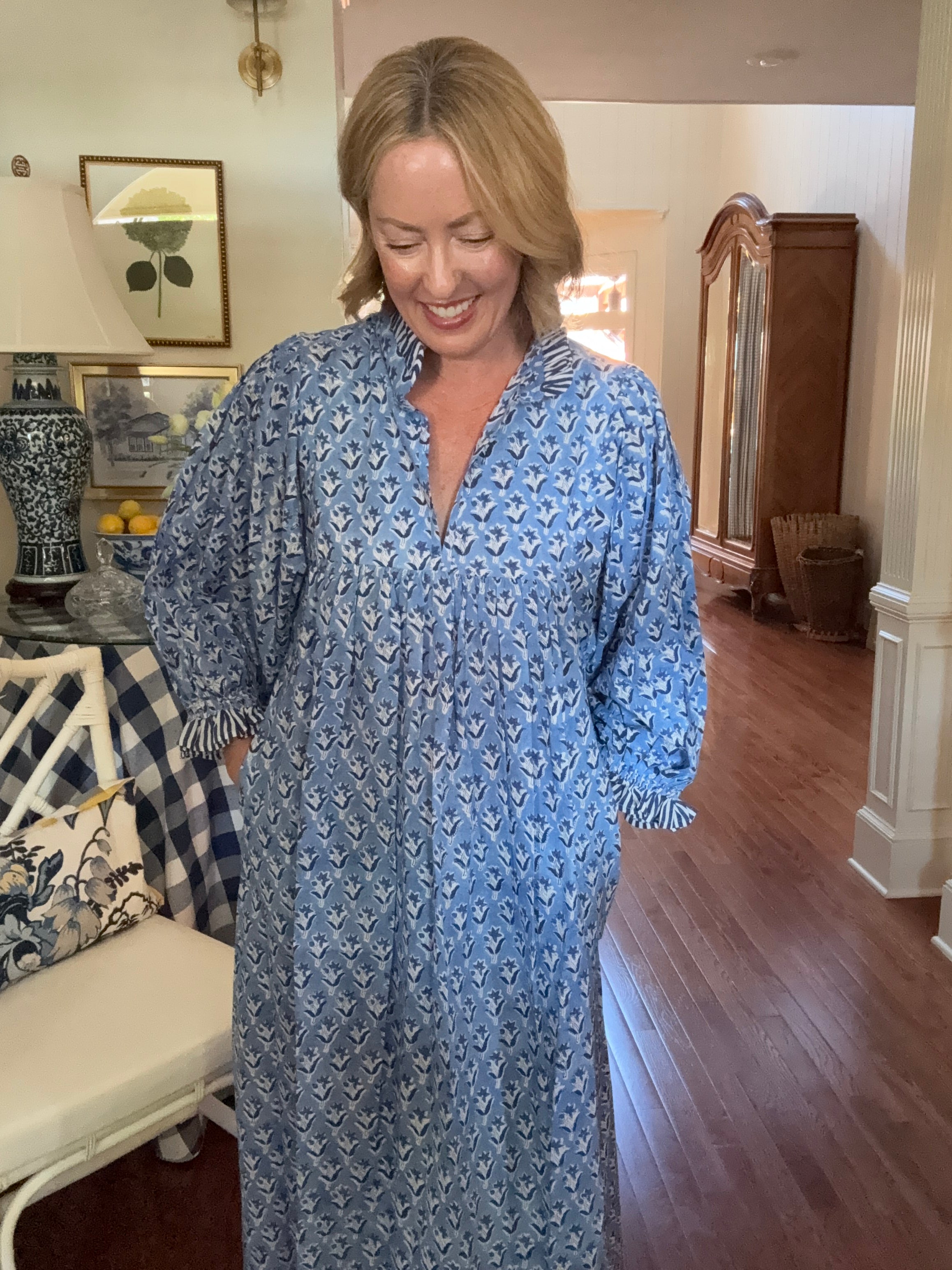 Lillie caftan maxi dress Cornflower blue