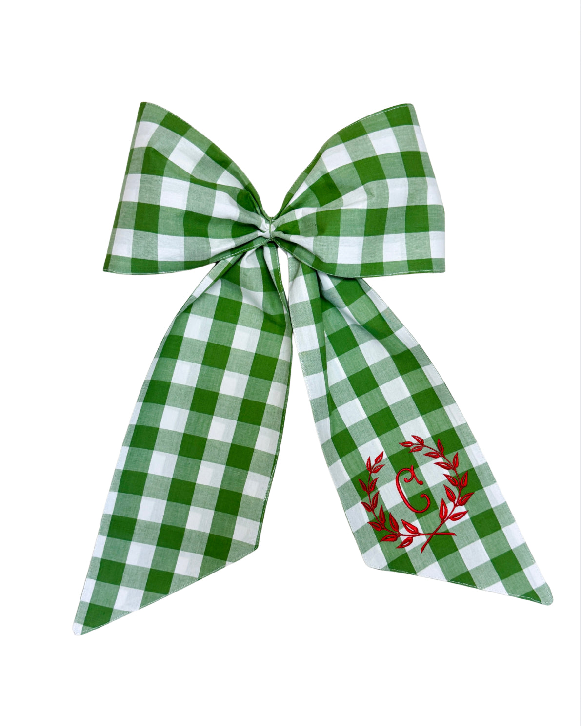 Fern green check wreath sash
