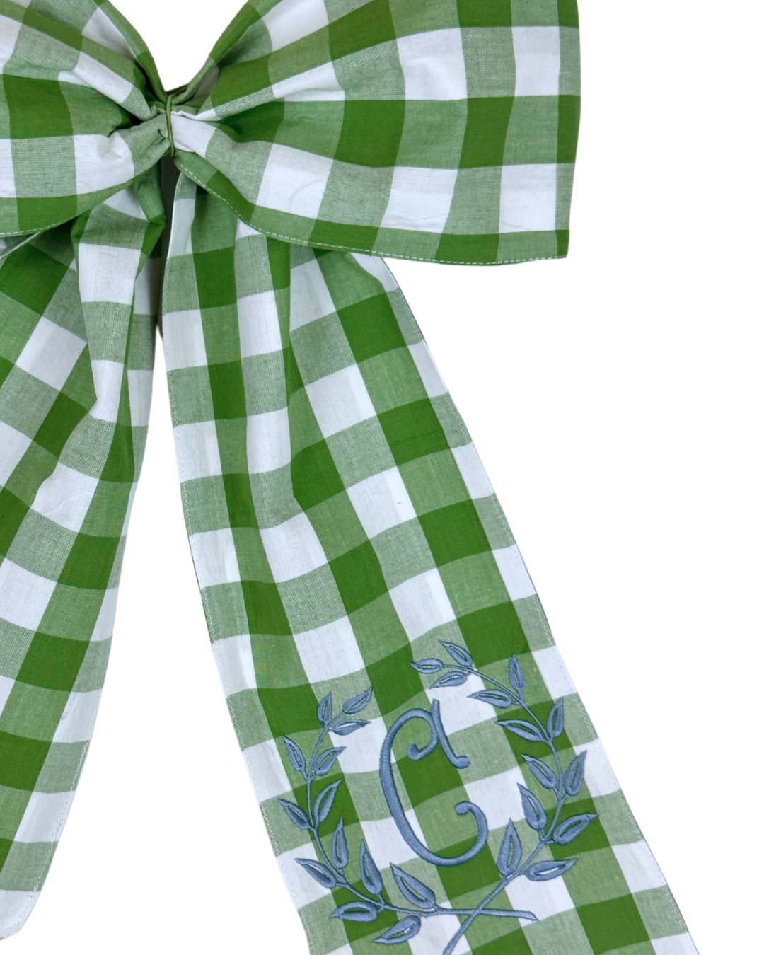 Fern green check wreath sash