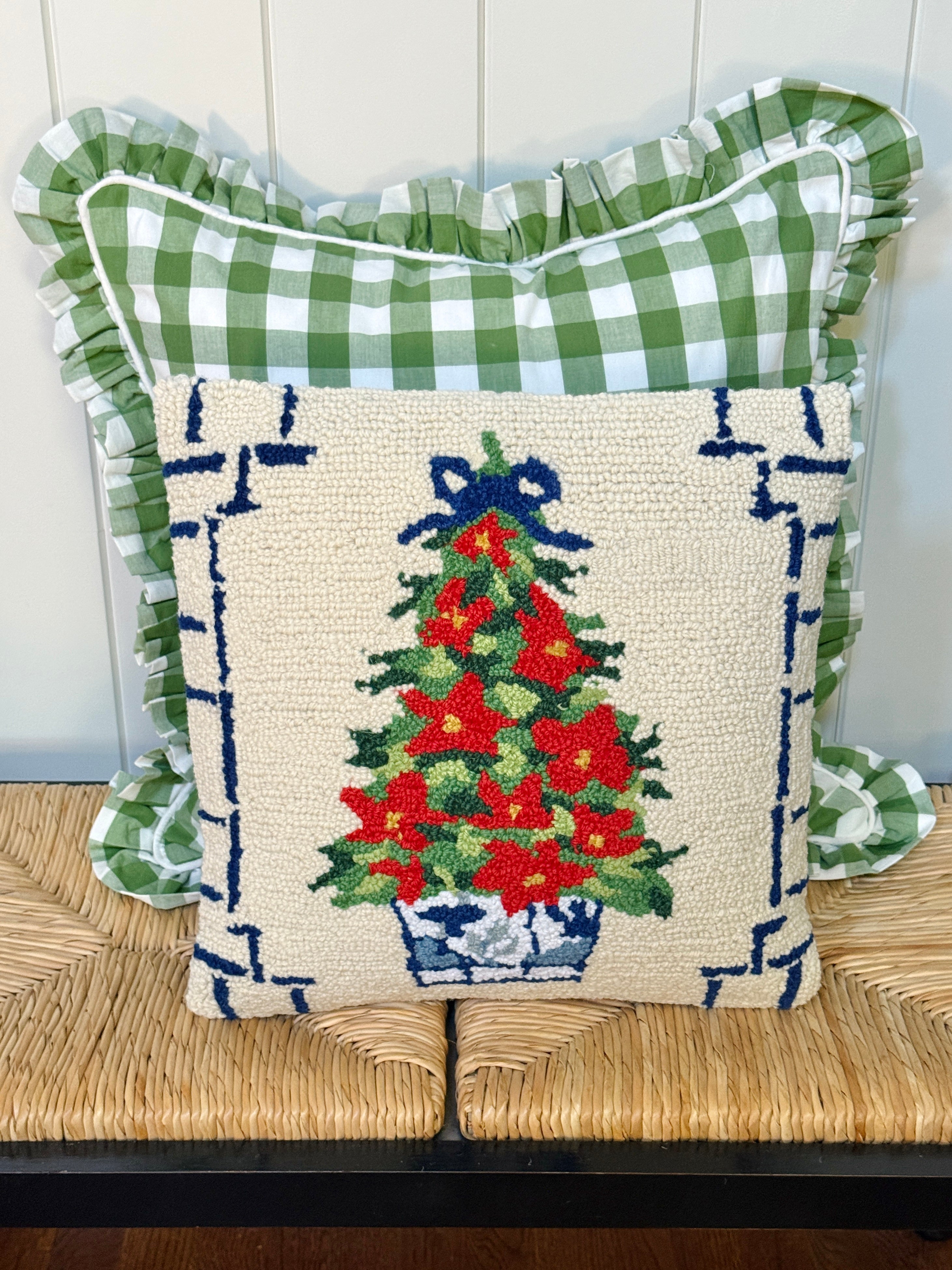 Chinoiserie Christmas tree pillow