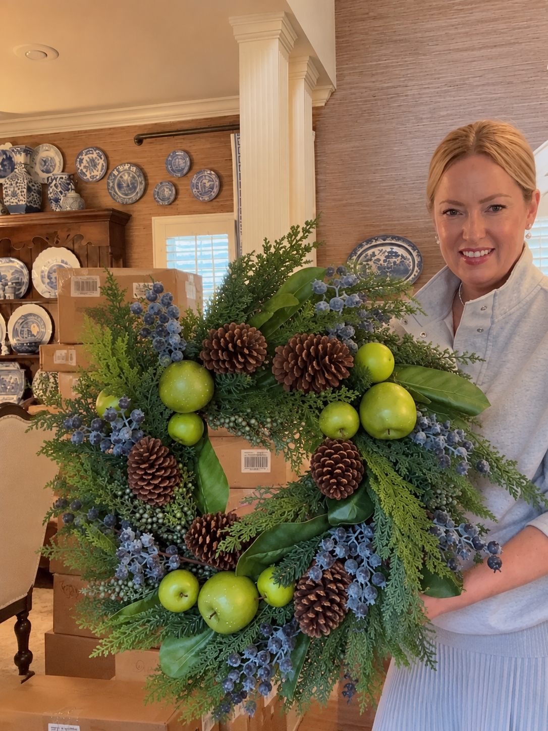 Apple, berry, and greenery wreath 28”