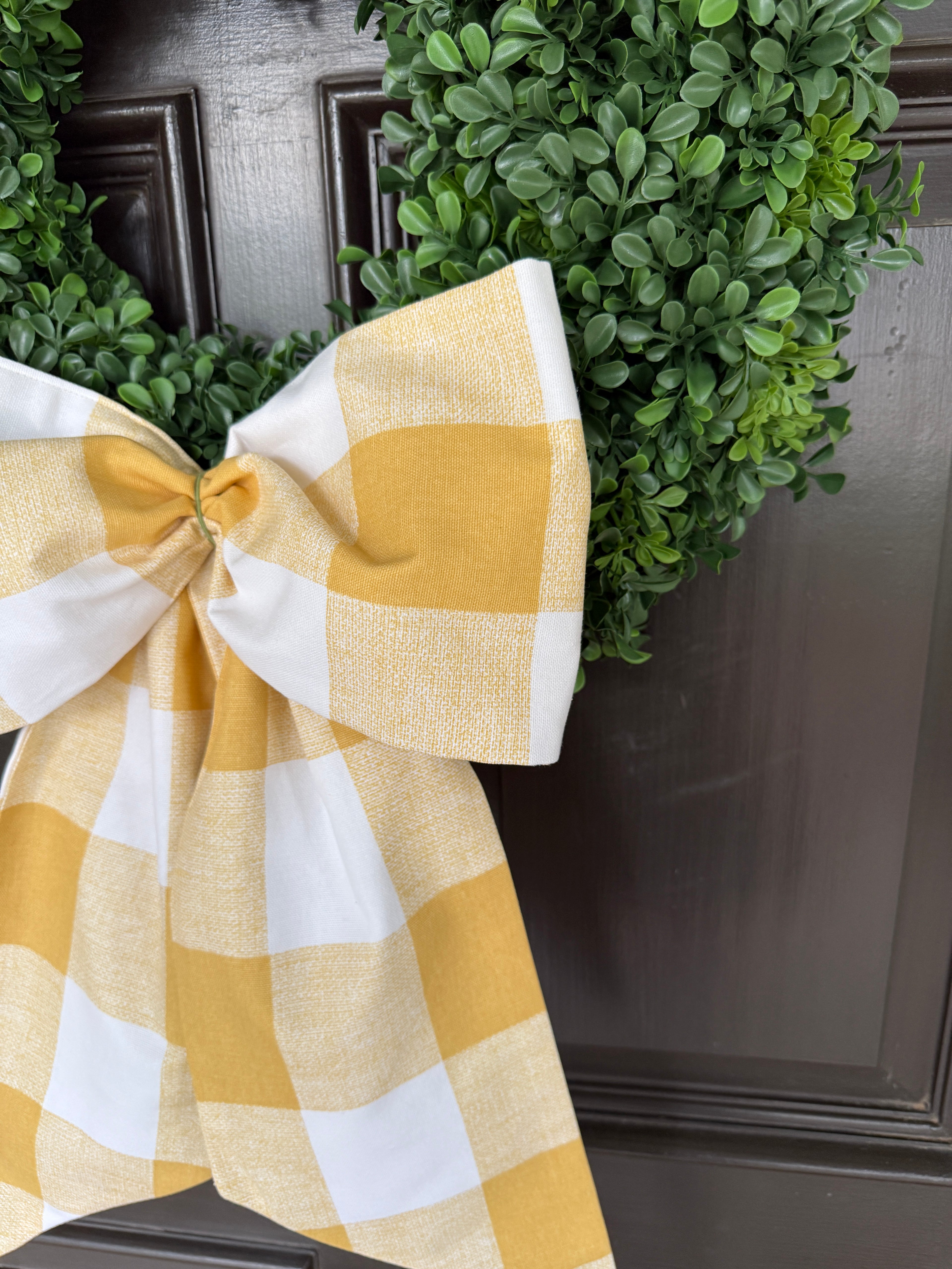 Mustard yellow buffalo check wreath sash