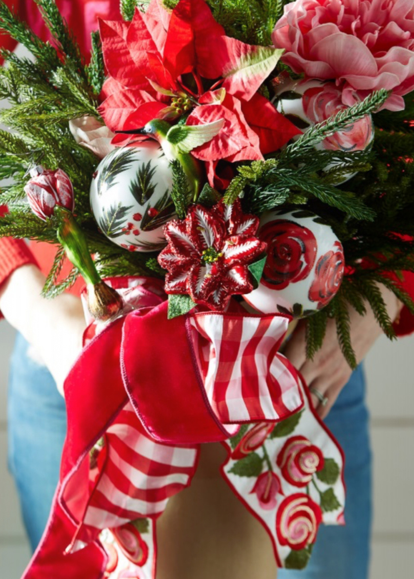 Large red gingham check ribbon