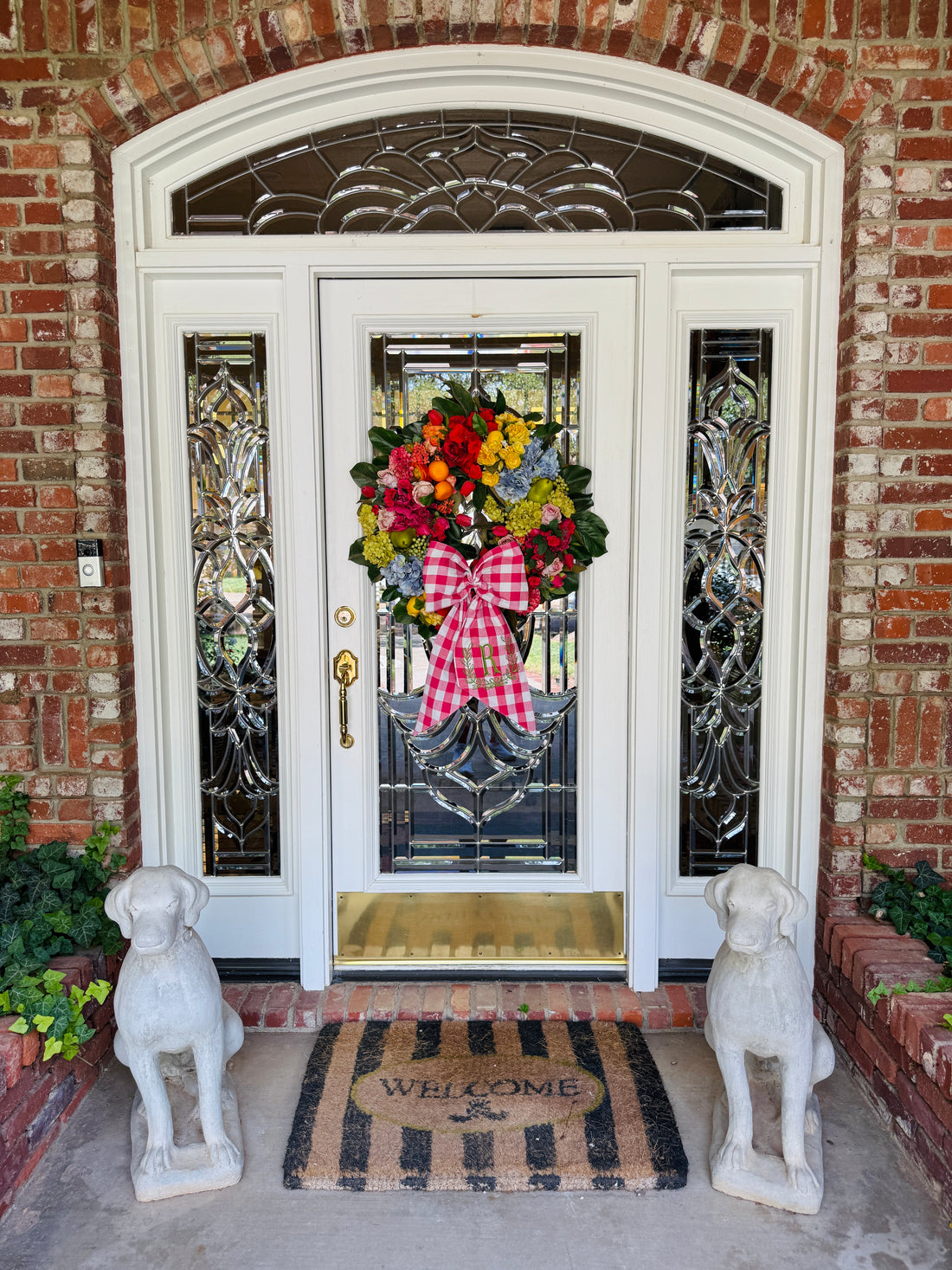 Hot pink buffalo check wreath sash