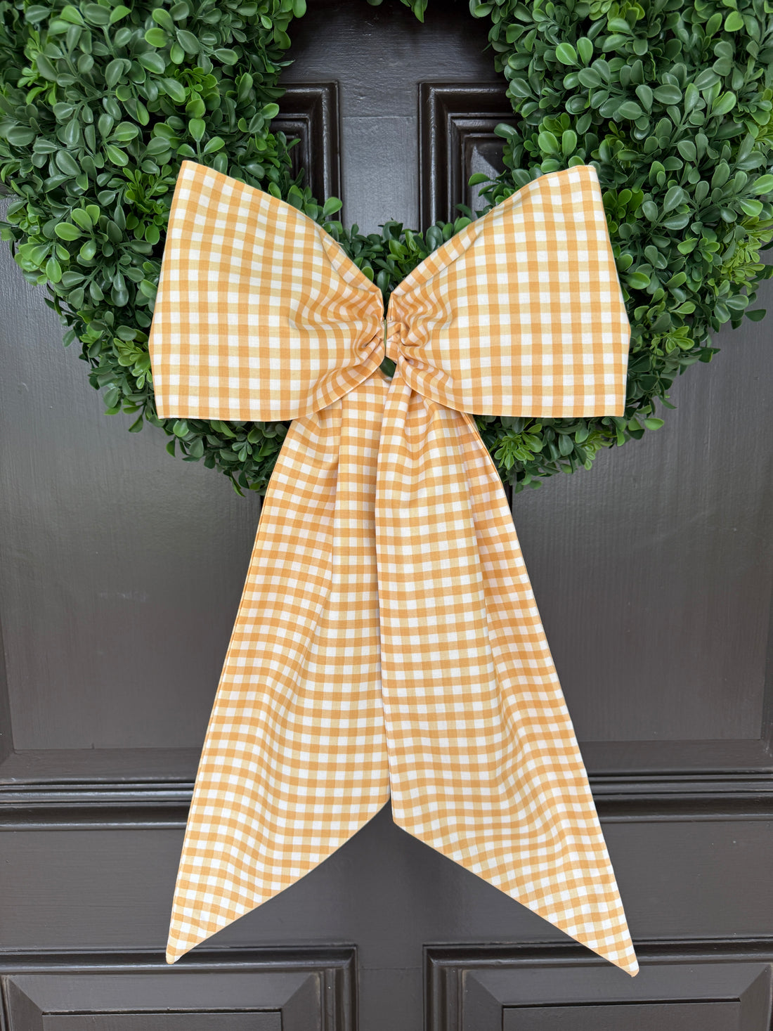 Honey yellow gingham wreath sash