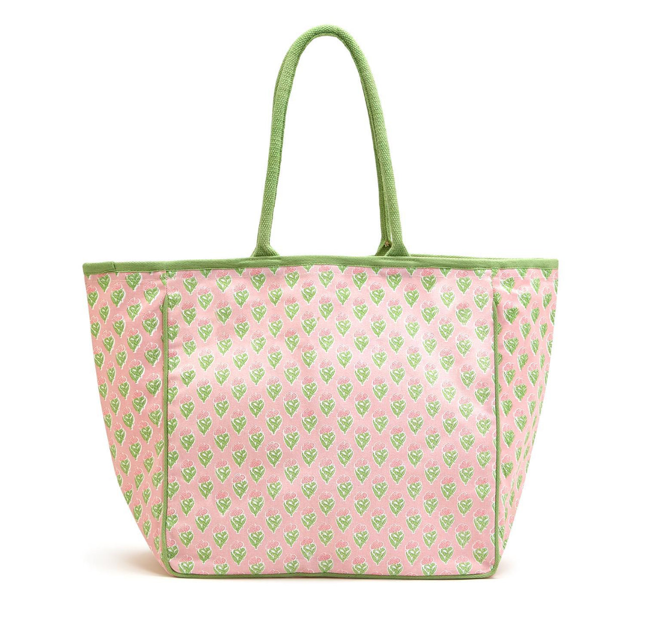 Floral block print tote bag, 3 colors, monogram available