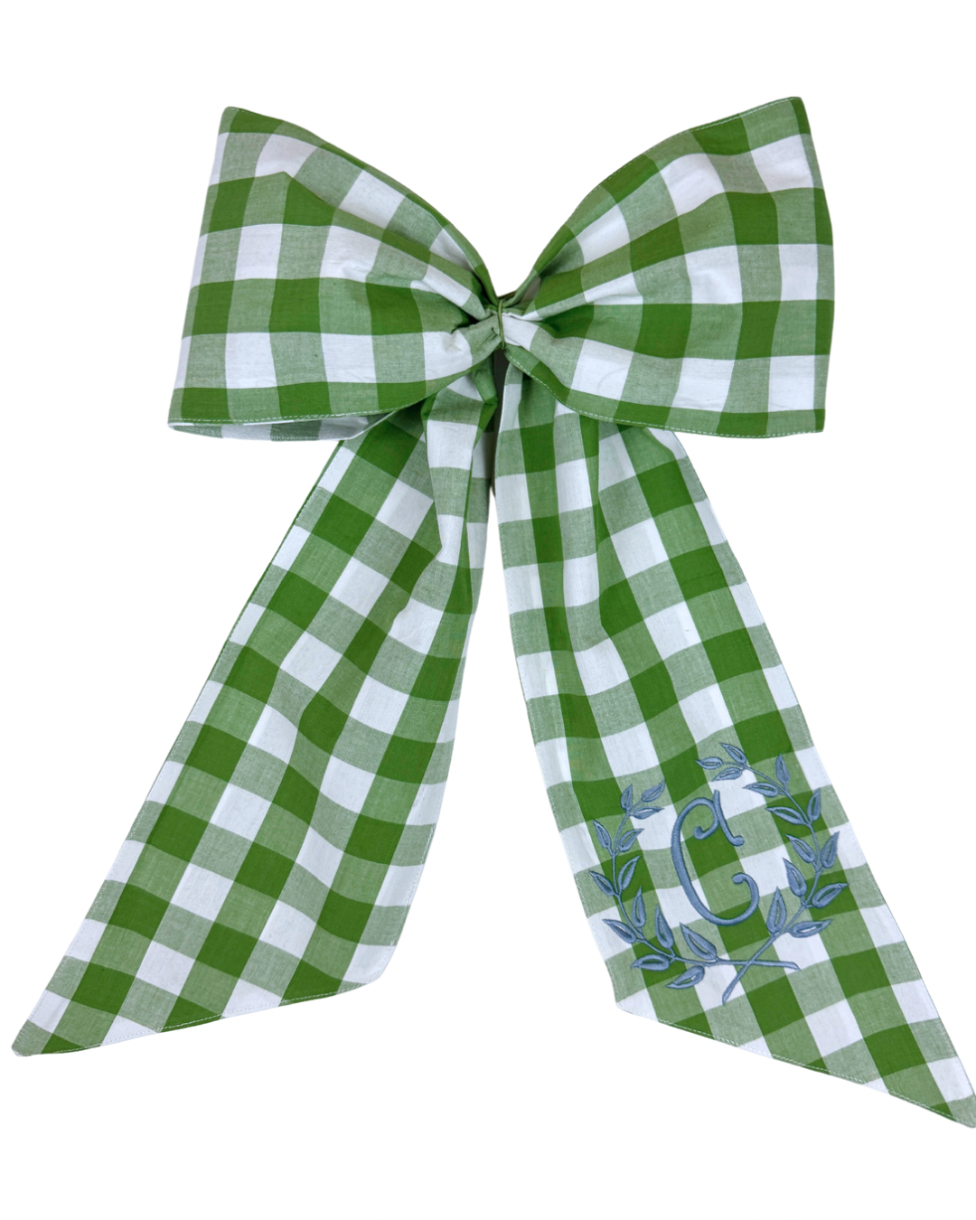 Fern green check wreath sash