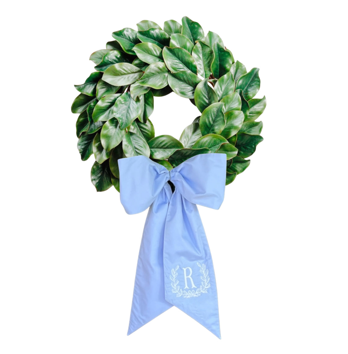 Light blue cotton wreath sash, two sizes, monogram available