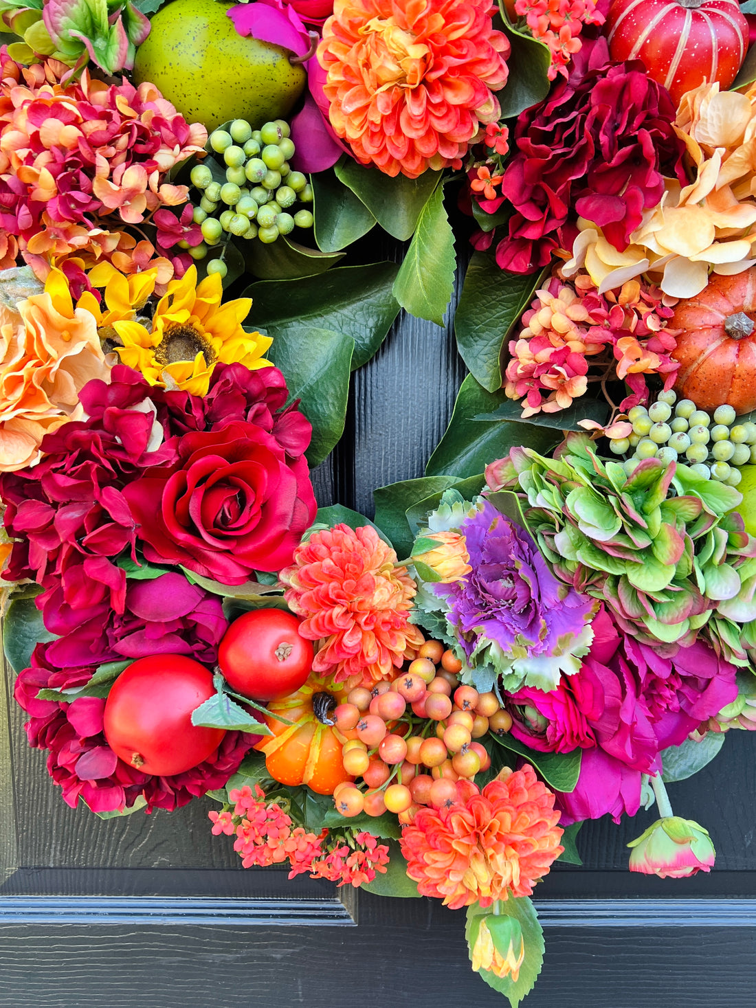 The Mackie wreath, Fall edition with or without cinnamon and gold embroidered luxury ribbon