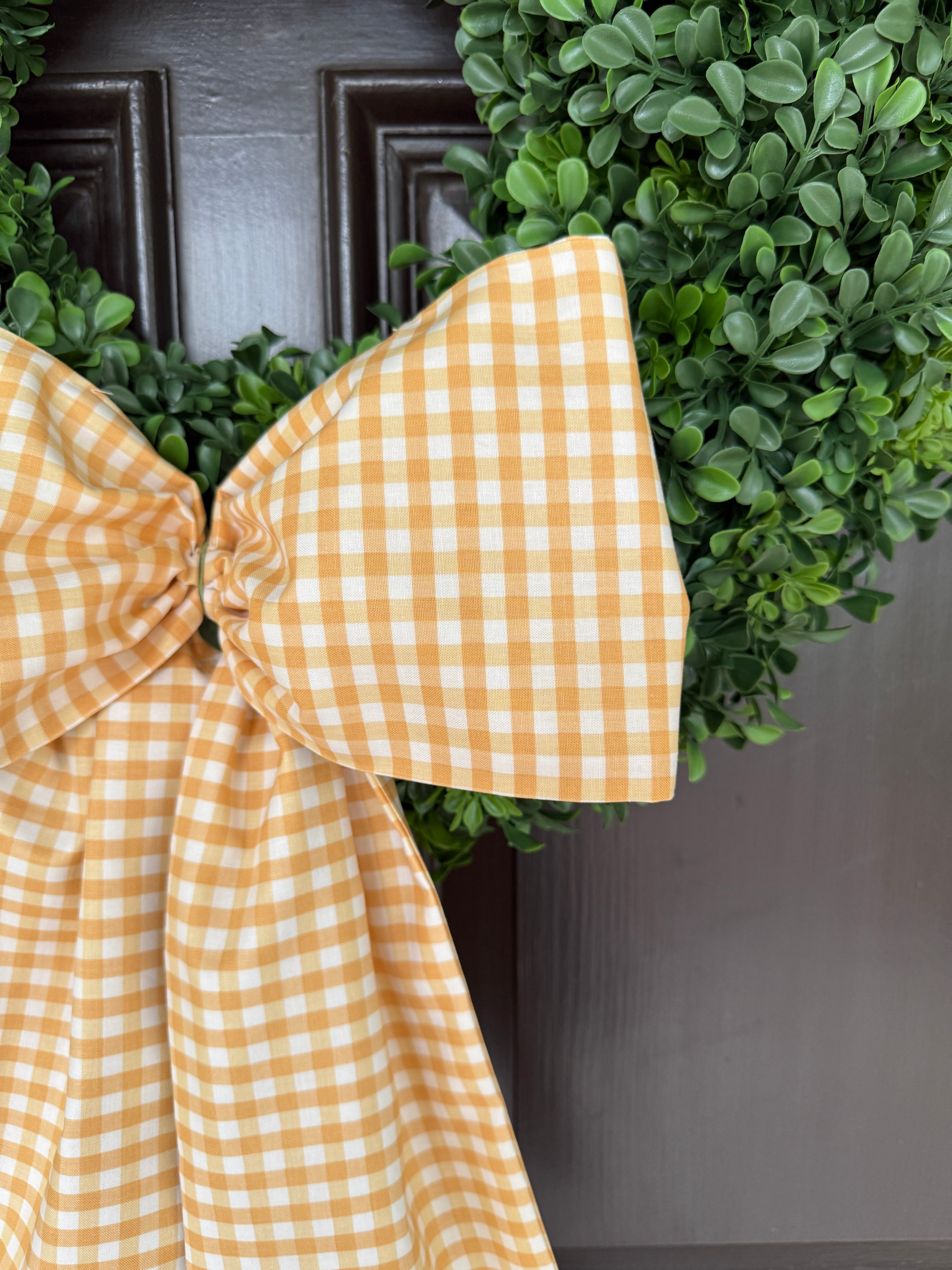 Honey yellow gingham wreath sash