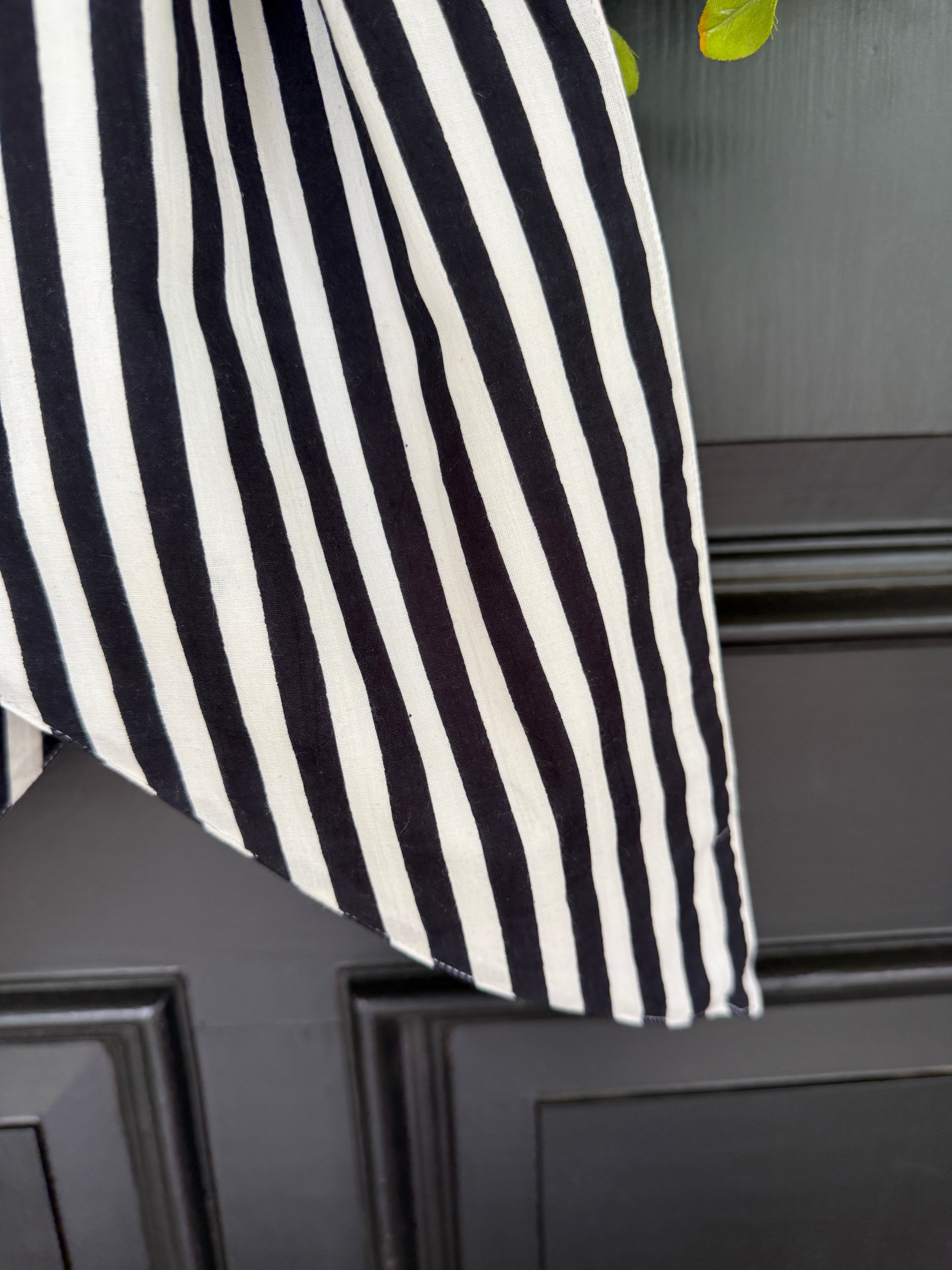 Black and white stripe signature wreath sash monogram available