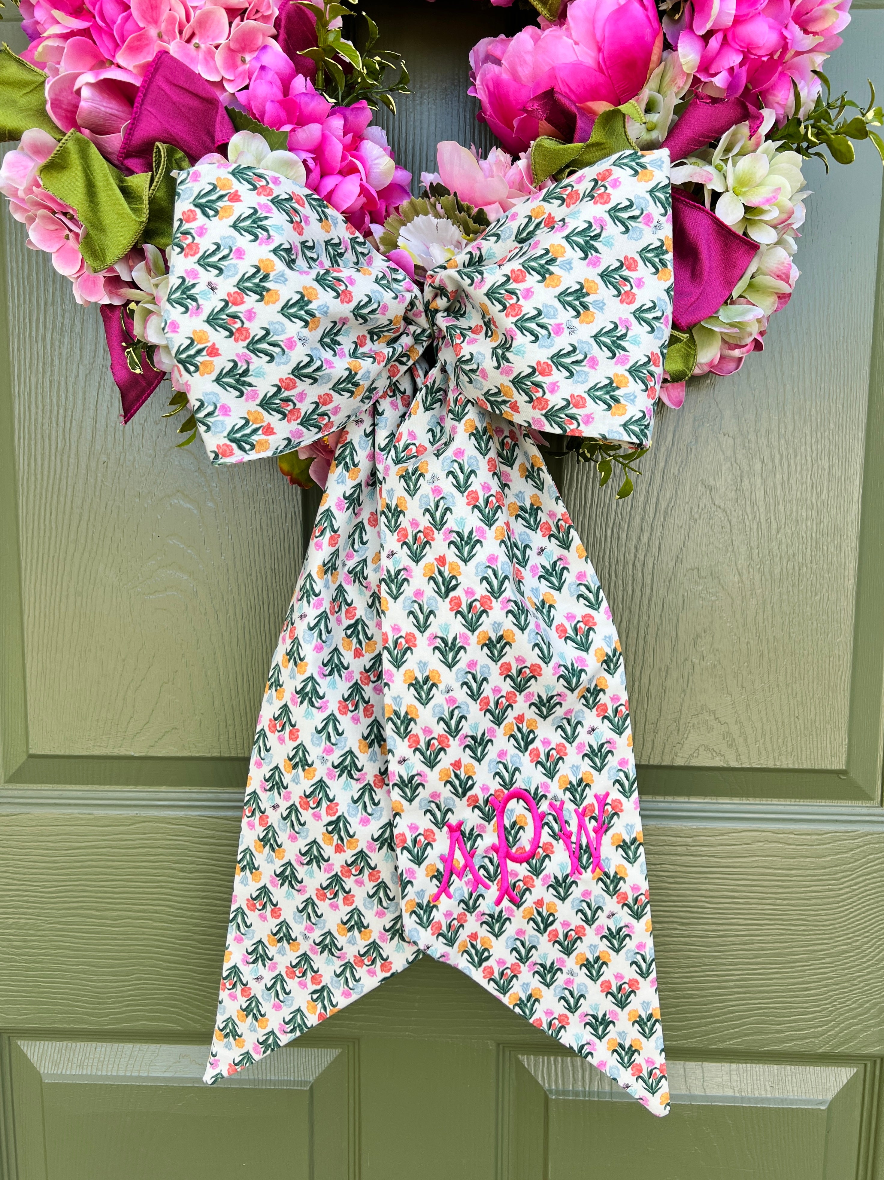 Tulip print signature wreath sash