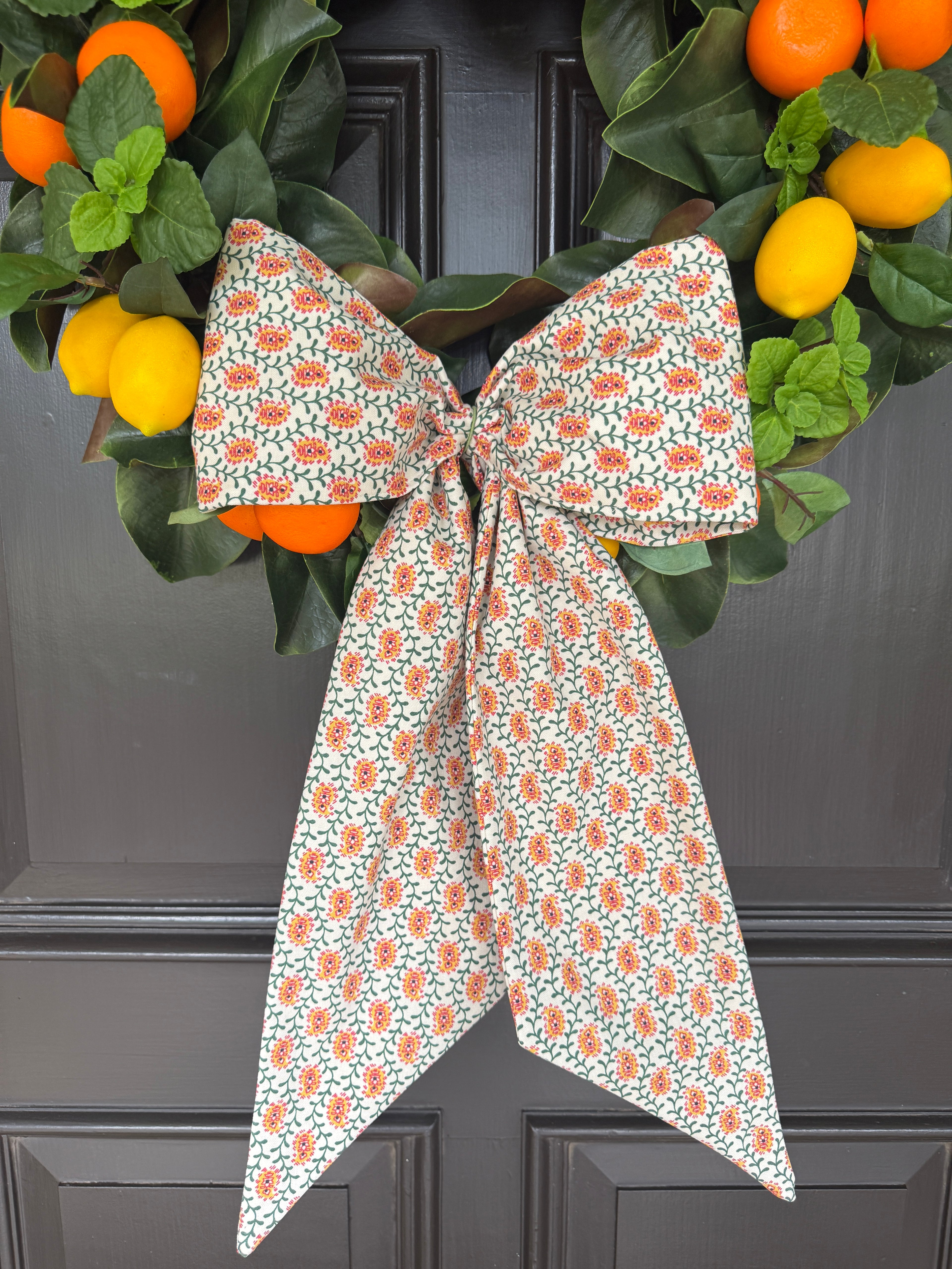 Yellow French paisley print signature wreath sash