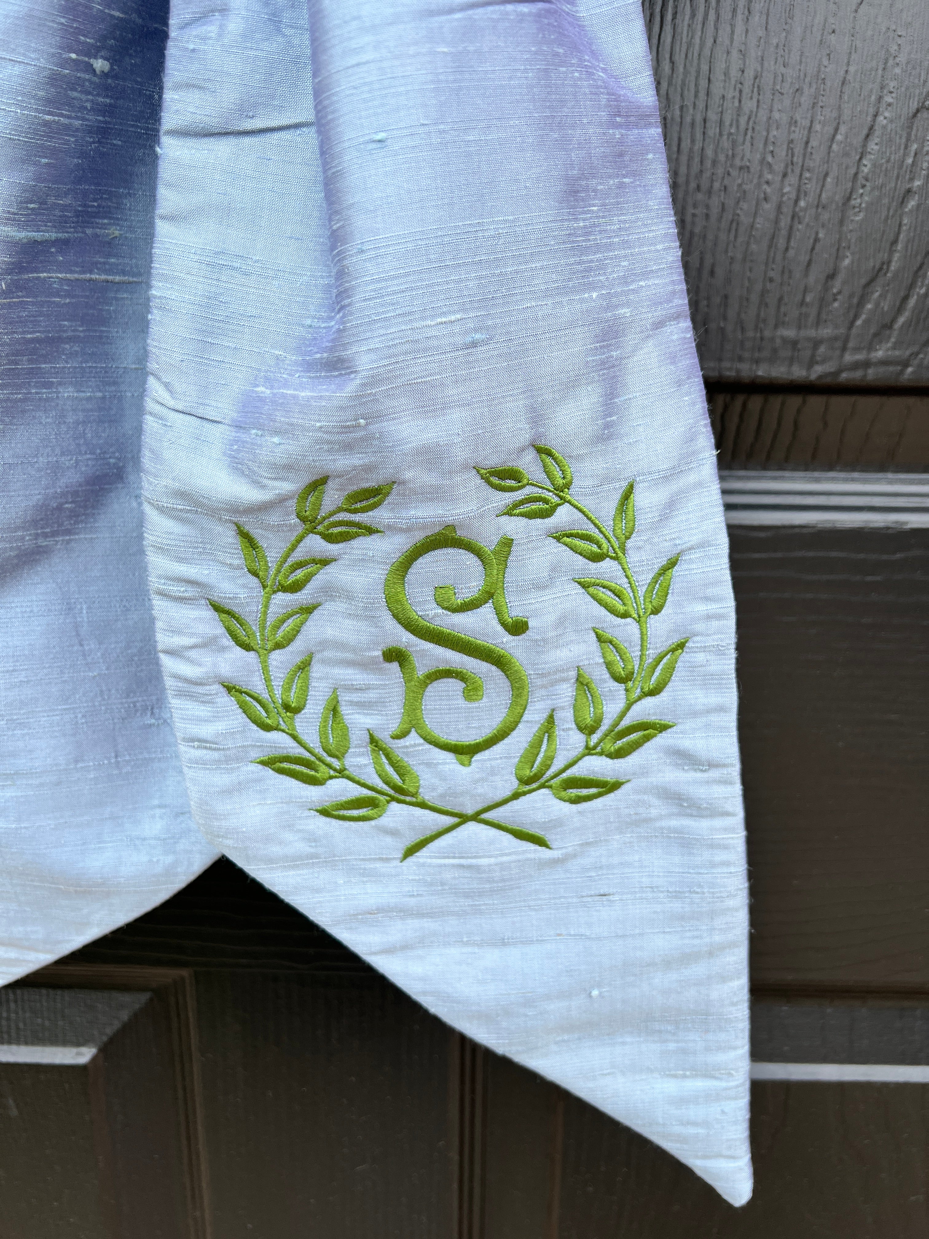 Luxe French Blue 100 percent silk wreath sash