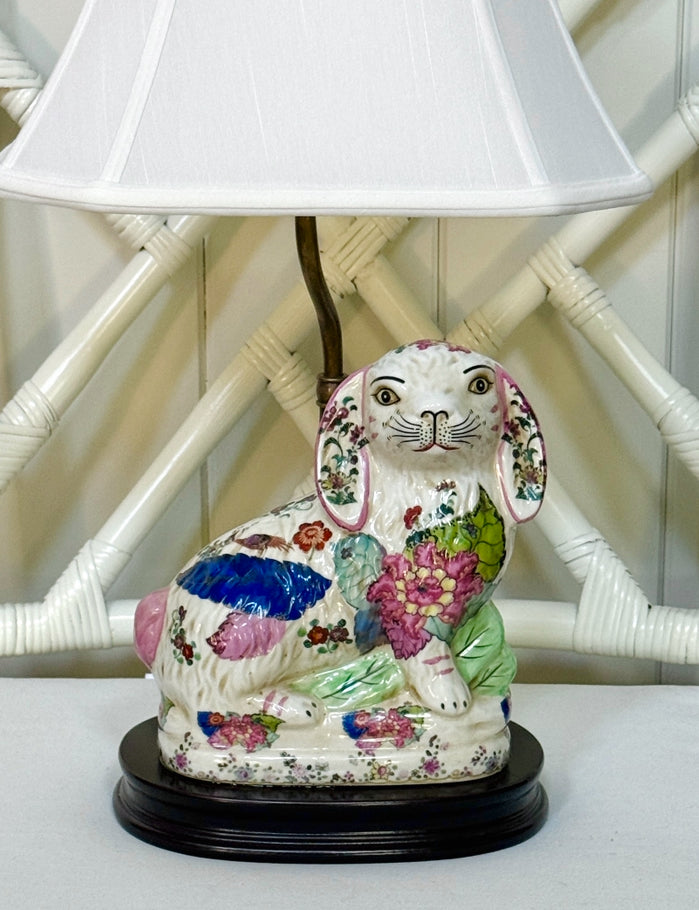 Tobacco Leaf porcelain bunny lamp