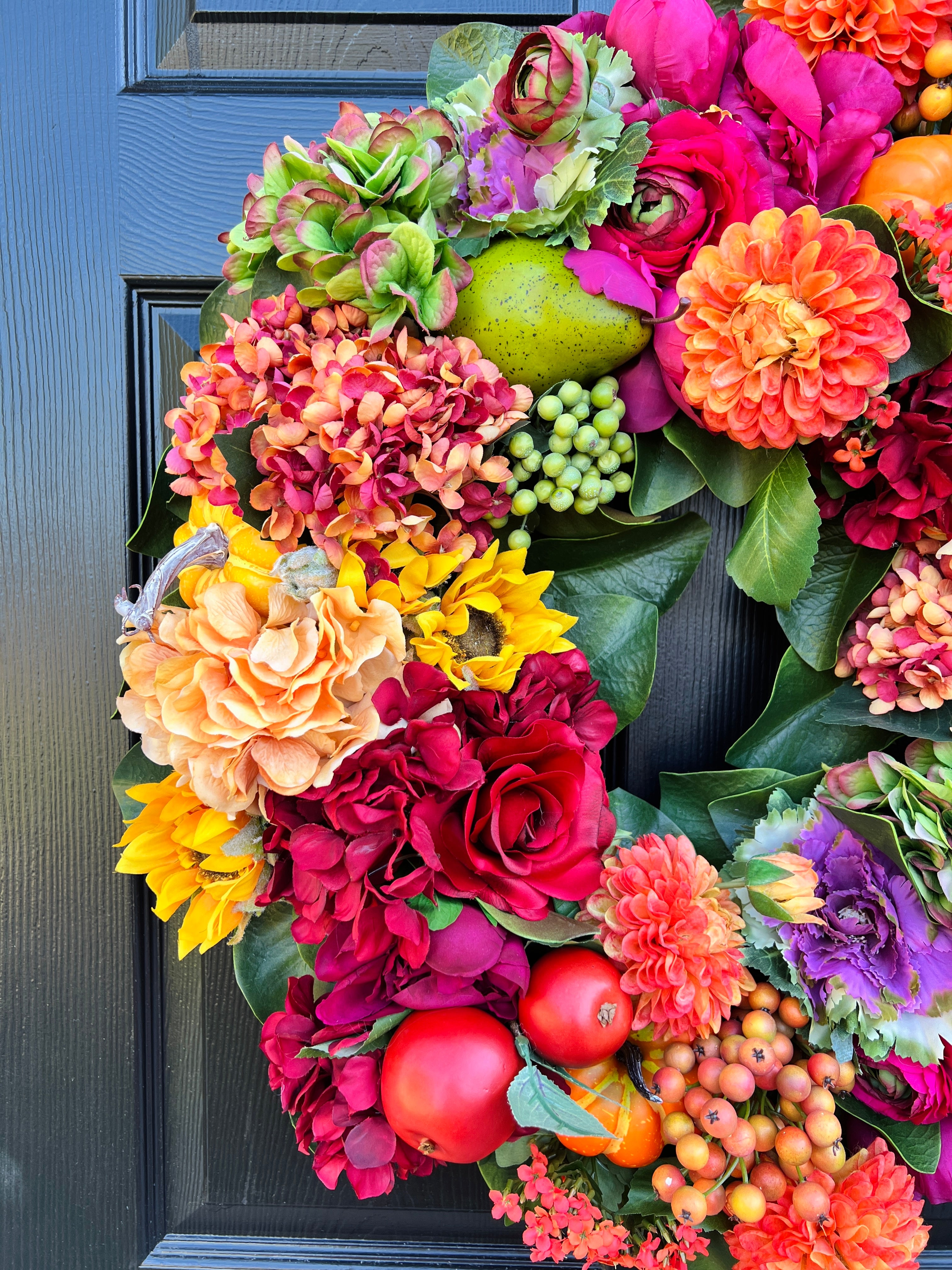 The Mackie wreath, Fall edition with or without cinnamon and gold embroidered luxury ribbon