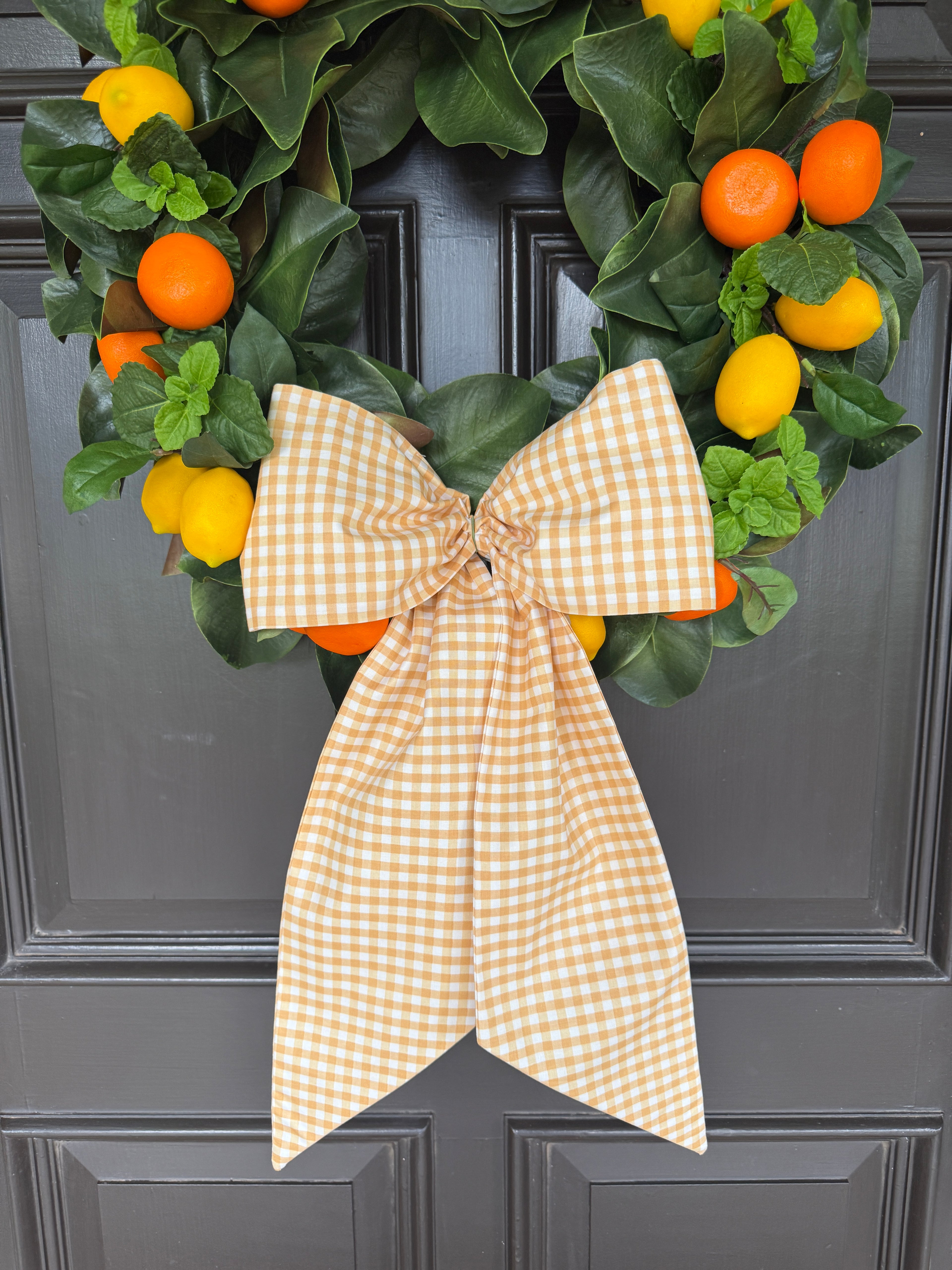 Honey yellow gingham wreath sash