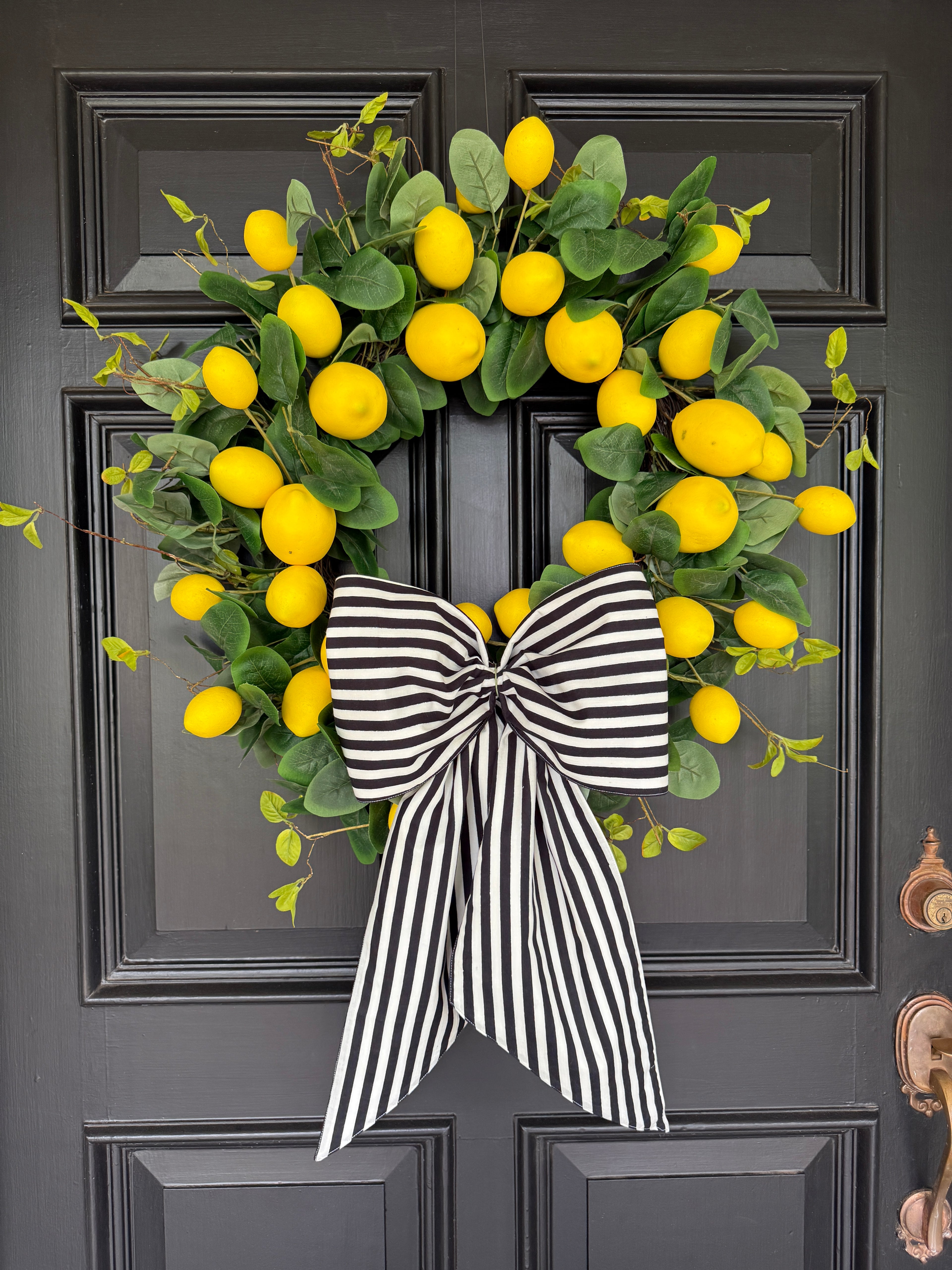 Black and white stripe signature wreath sash monogram available
