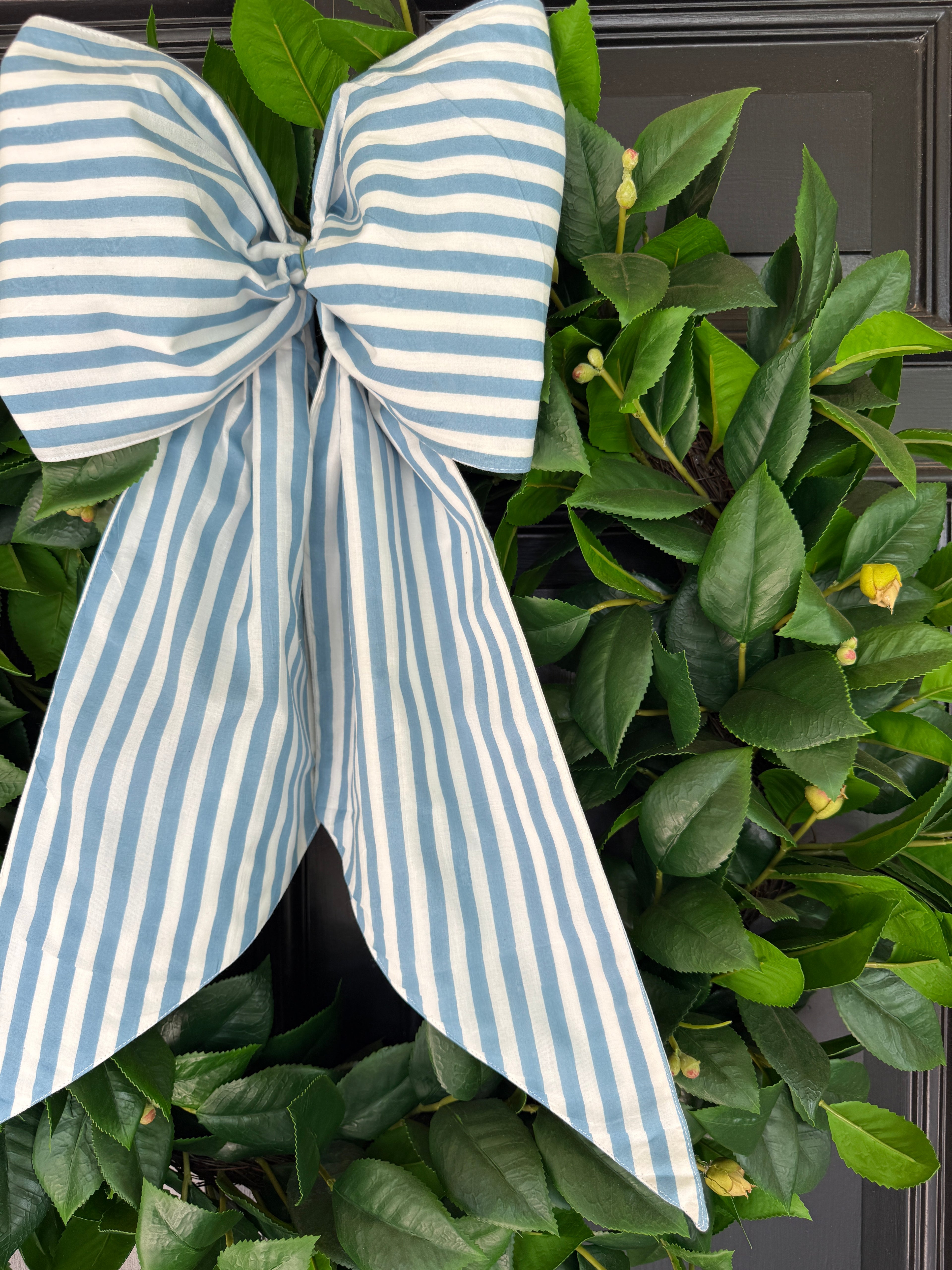 Hydrangea blue and white stripe signature wreath sash monogram available