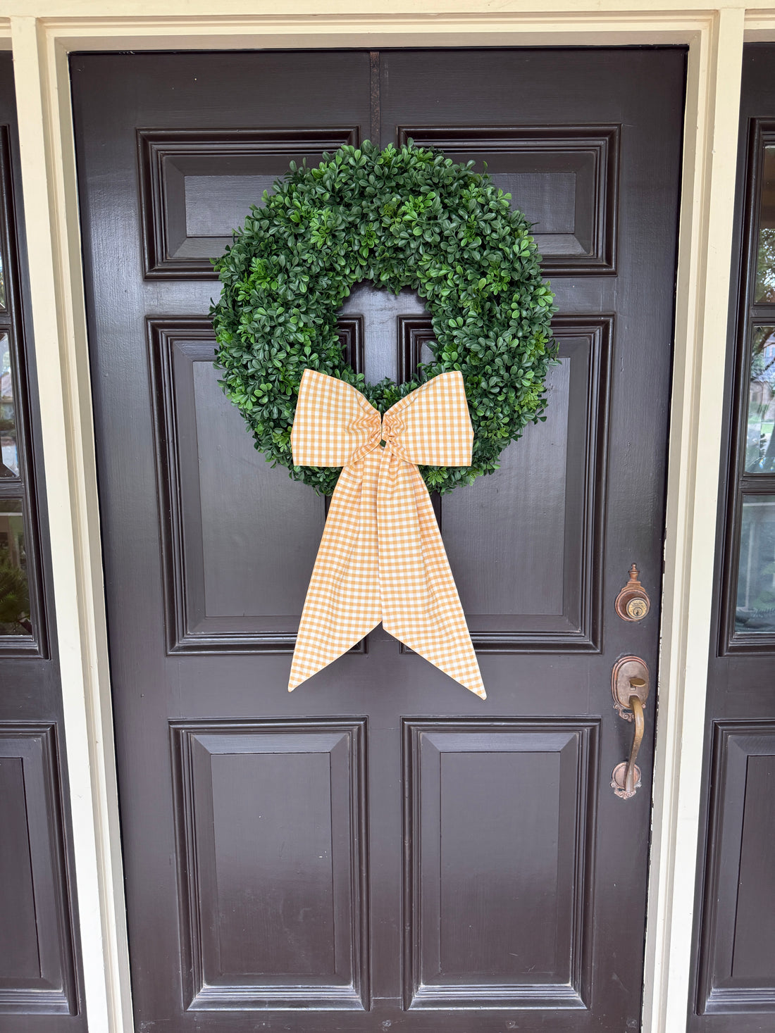 Honey yellow gingham wreath sash