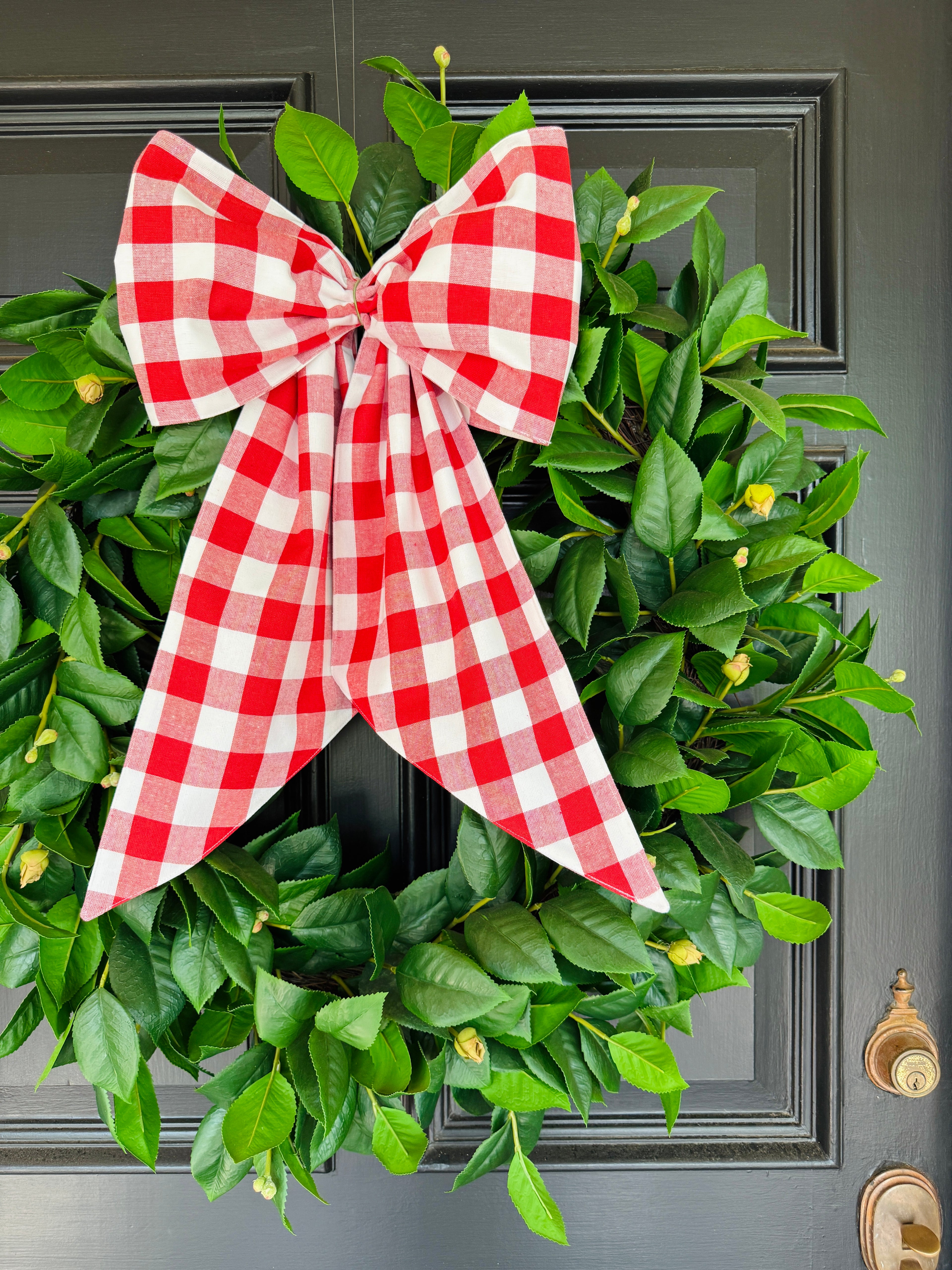 Red buffalo check wreath sash
