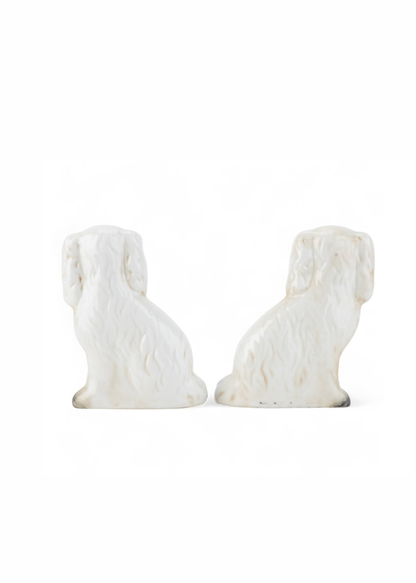 White and gold porcelainStaffordshire dog pair