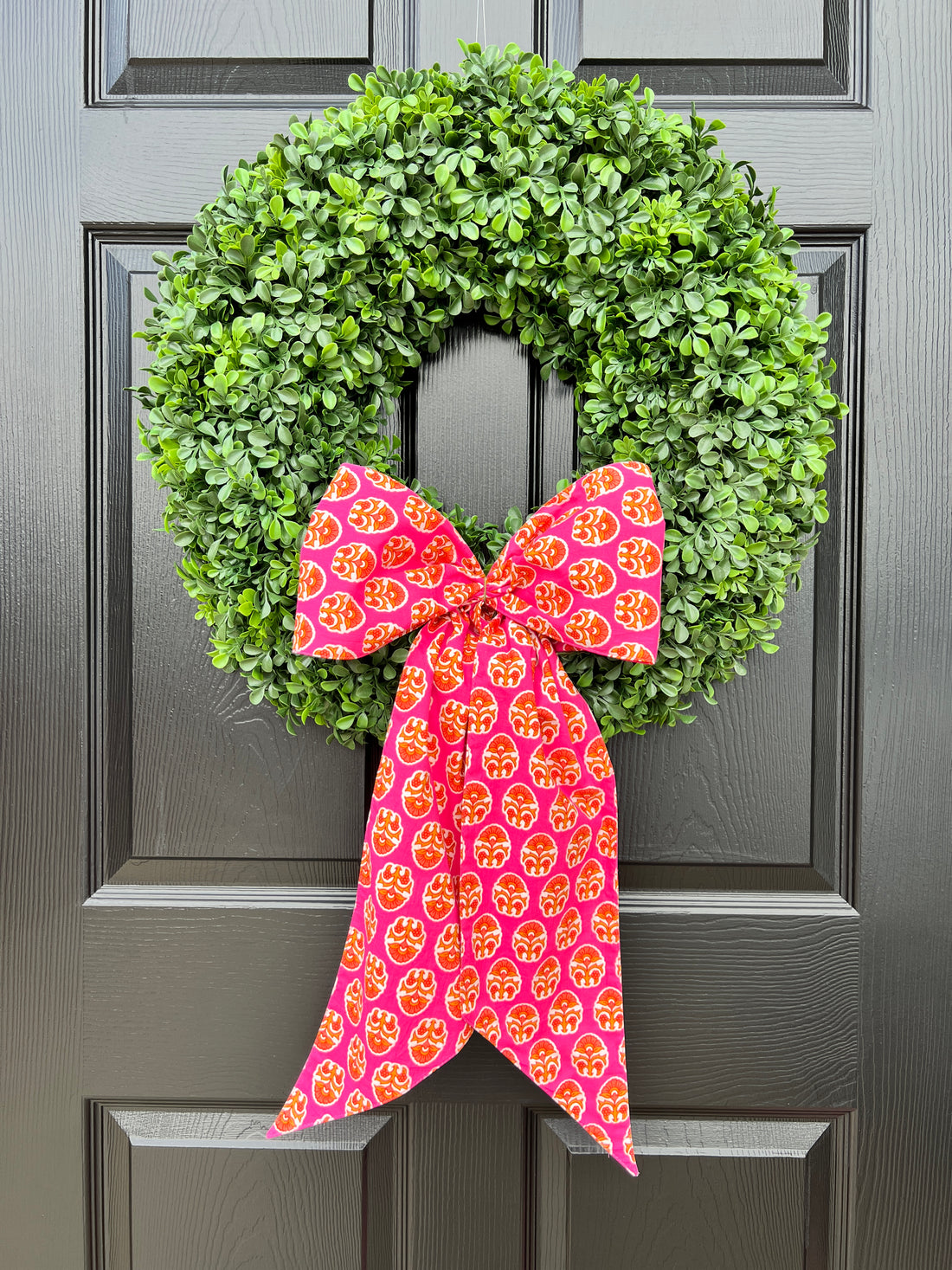 Pink block print wreath sash, two sizes