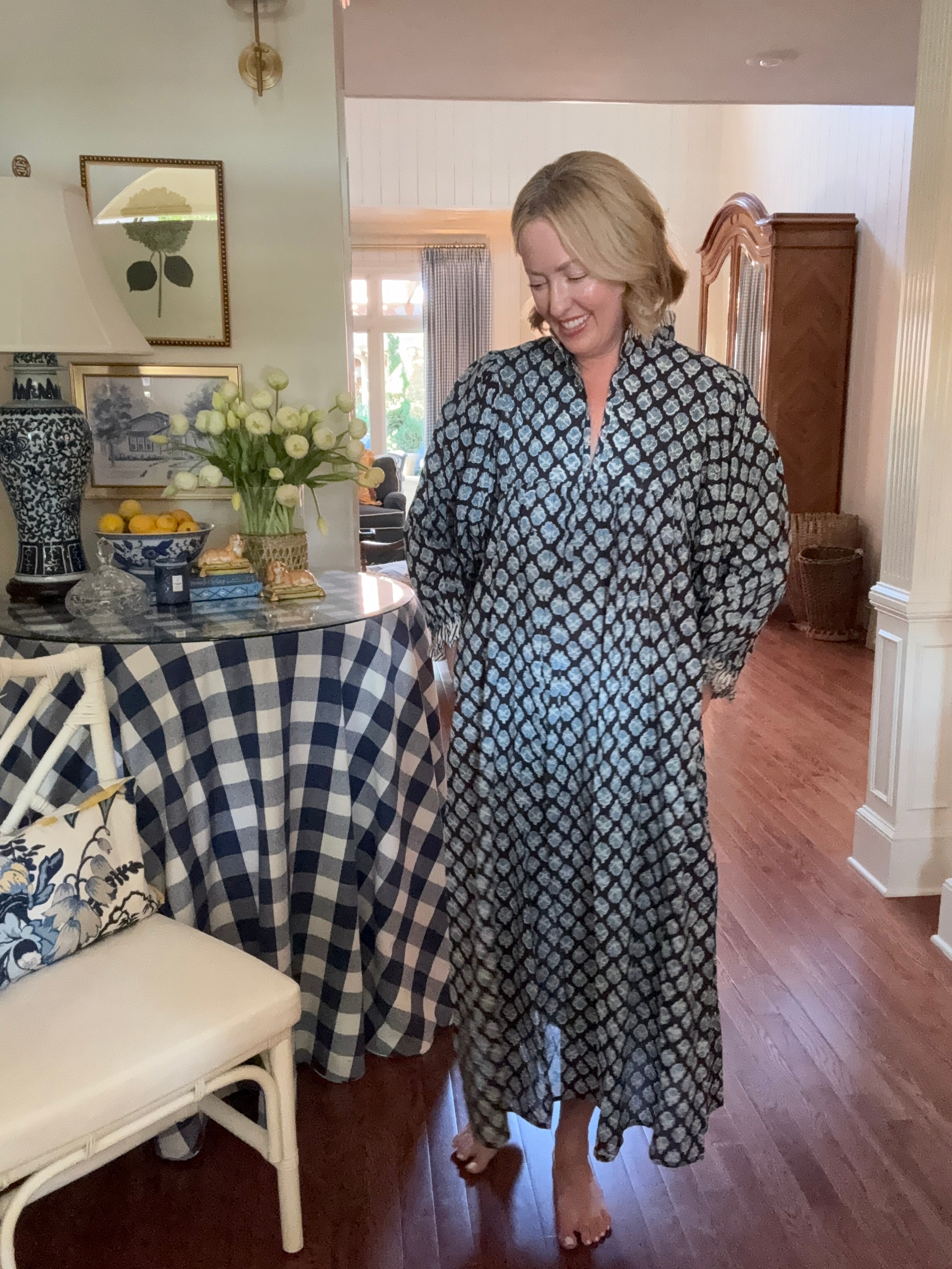 Lillie caftan maxi dress dark navy and blue