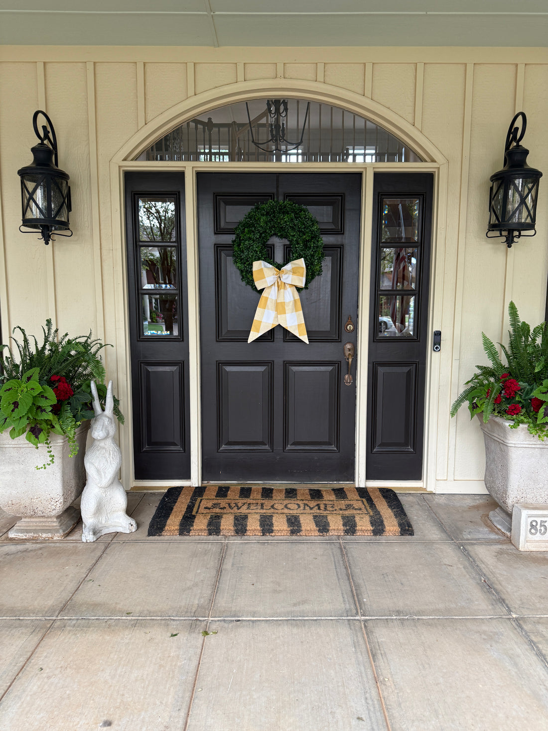 Mustard yellow buffalo check wreath sash